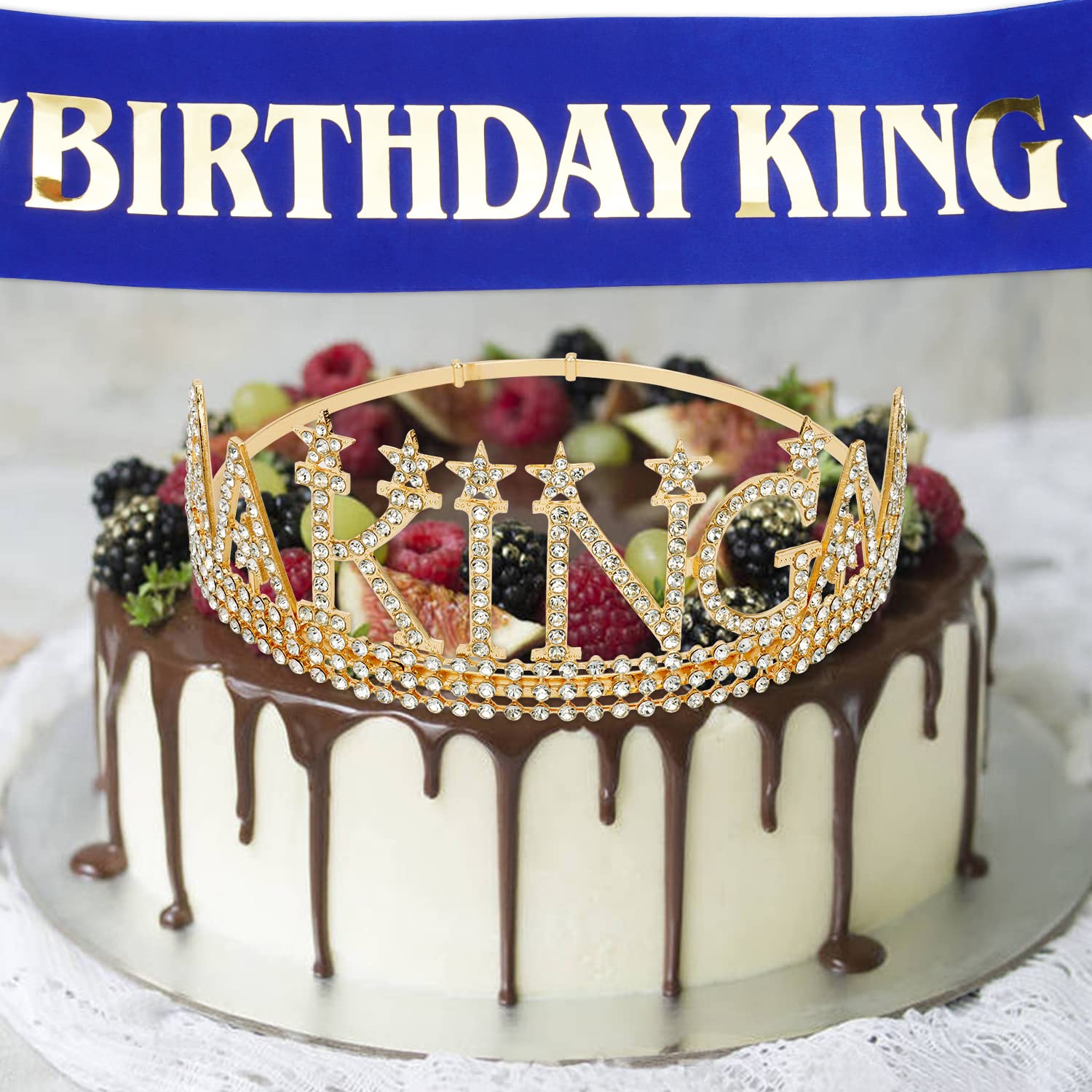 Gold Birthday King Crown for Men - Royal Birthday Party Decorations & Gifts for Him | Perfect for Adult Birthday Celebrations, Themed Parties & Special Occasions