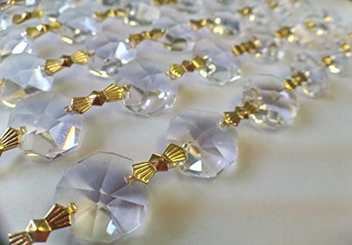 1 Yard Asfour Lead Crystal Chandelier Prisms Clear Chains - Premium Quality Chandelier Crystal Drops for Home Decor, Wedding & Event Lighting