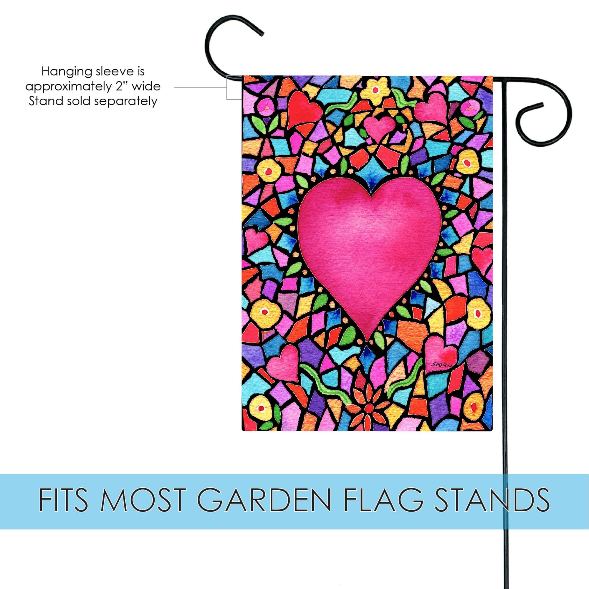 Toland Home Garden 1110785 Double Sided Valentine's Day Garden Flag - 12x18 Inch Kaleidoscope Heart Outdoor Yard Decoration for House, Porch & Lawn - Perfect for Valentine's Day, Anniversaries & Romantic Home Decor