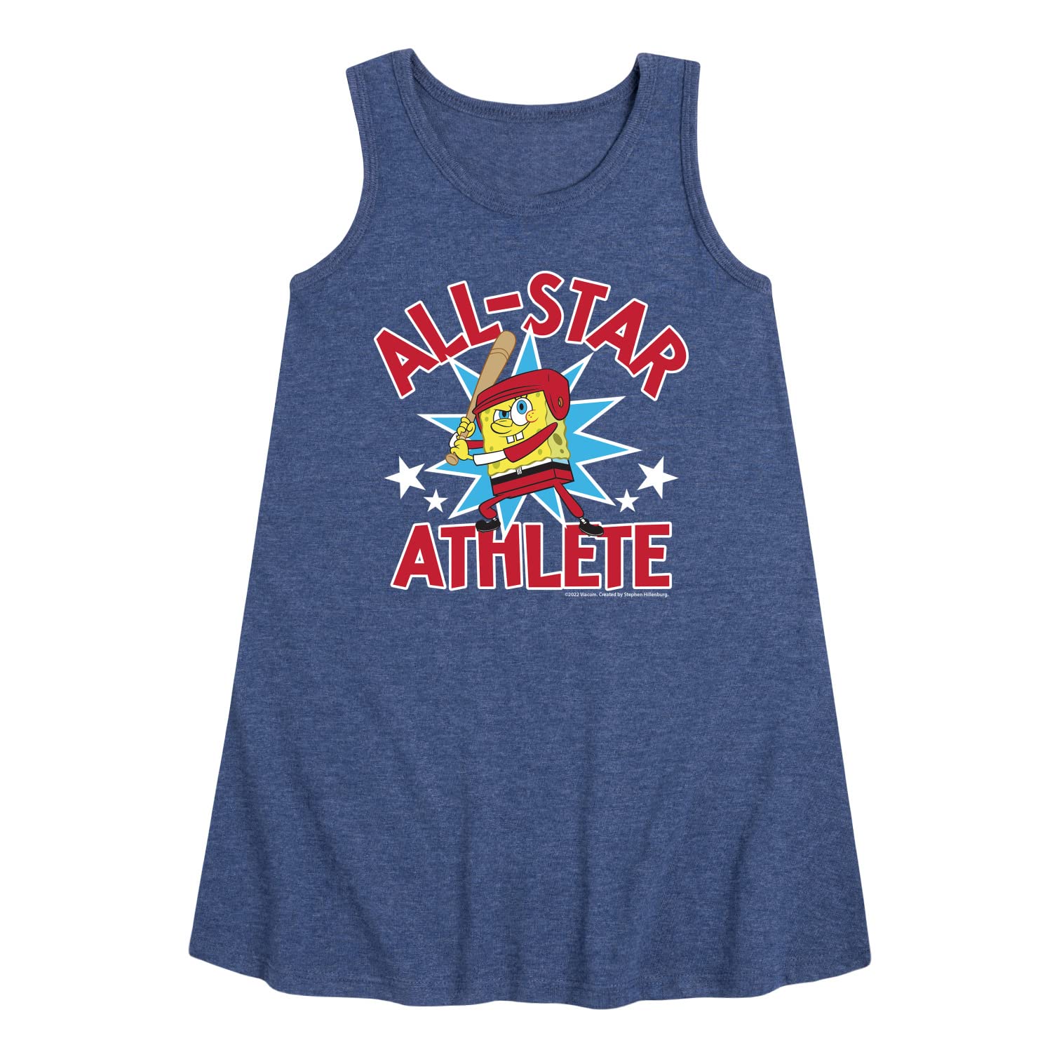 Spongebob Squarepants American All-Star A-Line Dress for Toddler & Youth Girls | Cartoon Character Outfit for Birthday Party, Cosplay & Casual Wear