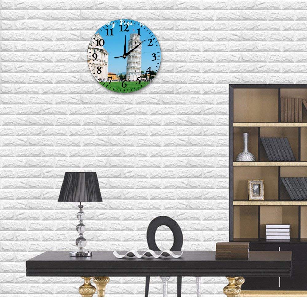 Leaning Tower of Pisa Wall Clock - 10 Inch Silent Home Decor for Office & School