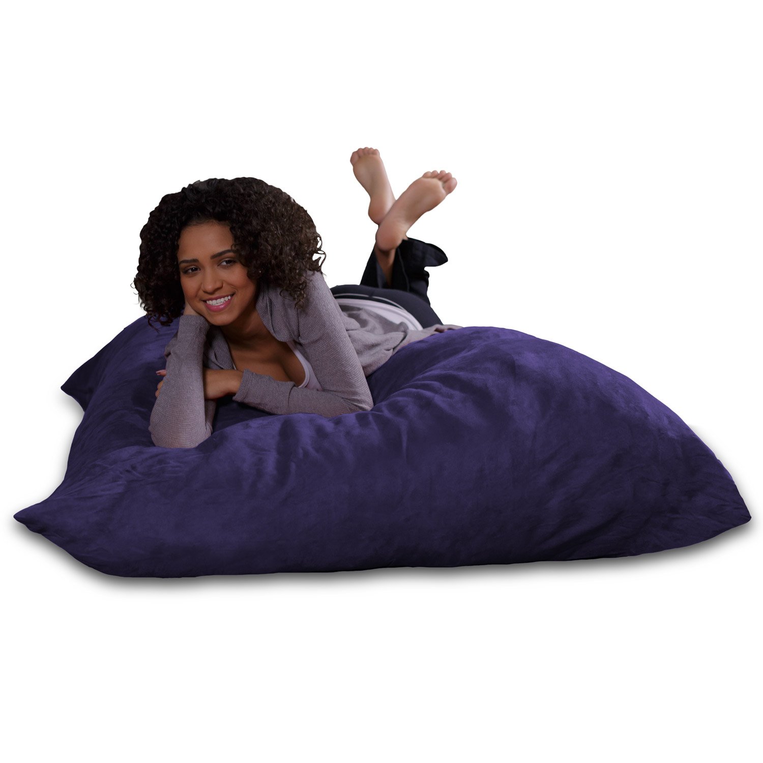 Ultra Soft Memory Foam Bean Bag Chair with Plush Microsuede Cover - Comfortable Foam Filled Furniture for Dorm Room, Living Room & Bedroom - Purple Lounge Chair for Relaxing, Gaming & Movie Nights