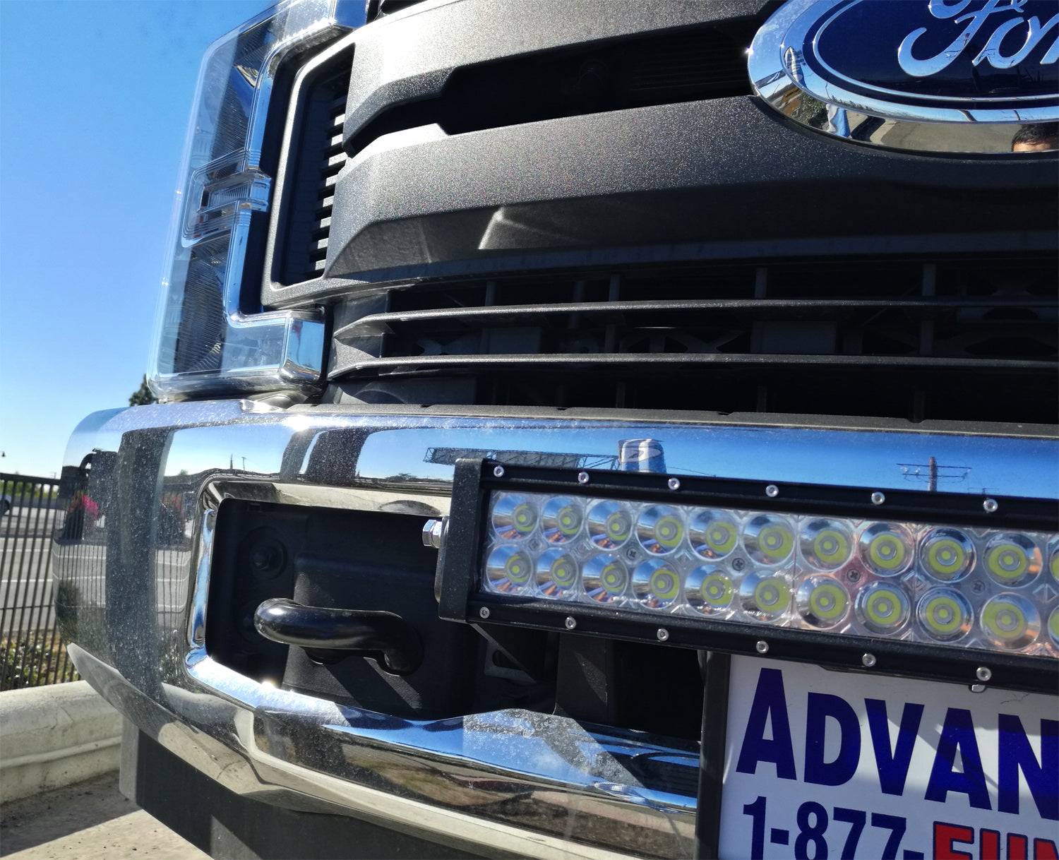 120W 20-Inch LED Light Bar with Lower Bumper Bracket & Wiring Harness - Compatible with 2017-2022 Ford F250 F350 Super Duty - Off-Road, Fog Lights, Hunting, Camping, Truck Accessories