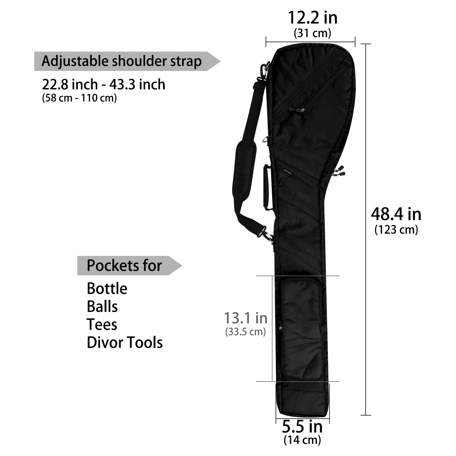 **Lightweight Foldable Golf Sunday Bag - Big Teeth Design for Par 3 & Driving Range Practice, Multi-Color Carry Shoulder Strap | Perfect for Casual Golfing, Travel & Club Storage**