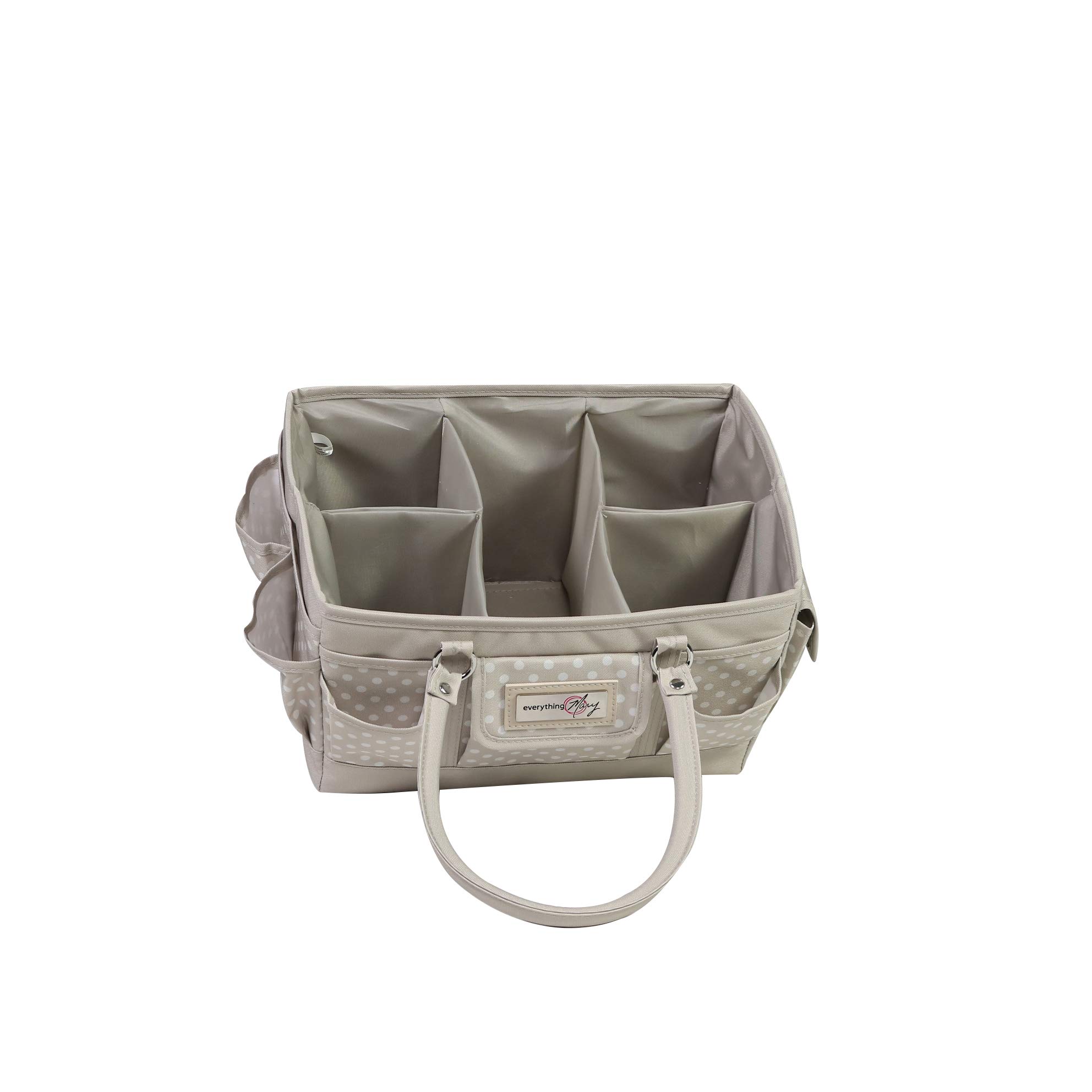 Everything Mary Craft Bag Organizer Tote - Tan Dot Storage Art Caddy for Sewing & Scrapbooking Supplies | Portable Craft Supply Carrier for Tools & Materials | Perfect for School Projects, Medical Kits & Office Organization | Great for Artists, DIY Enthusiasts & Professionals