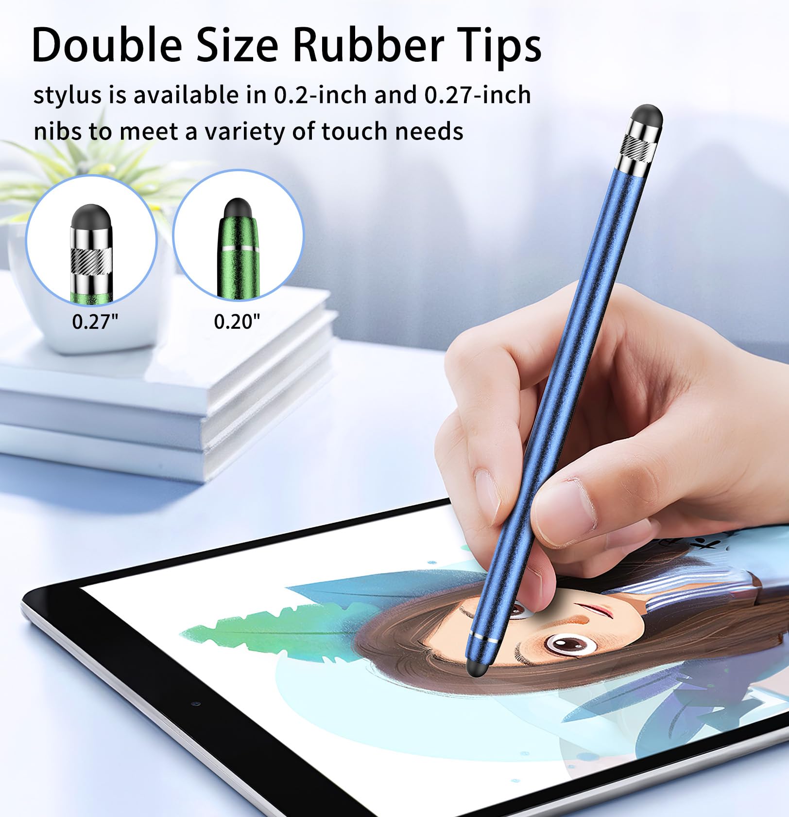 6 Pack Stylus Pens for iPad, iPhone, Android & Touchscreen Devices - Black/Silver/Purple/Green/Blue/Rose Gold - Perfect for Drawing, Note-Taking & Digital Signatures