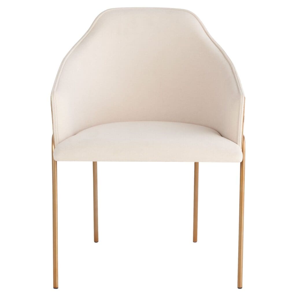 Cyan Design 11758 Menfis Dining Chair - Brushed Gold Frame with Light Tan Velour & Rattan Seat - Elegant Modern Dining Room Furniture for Home & Restaurant Use