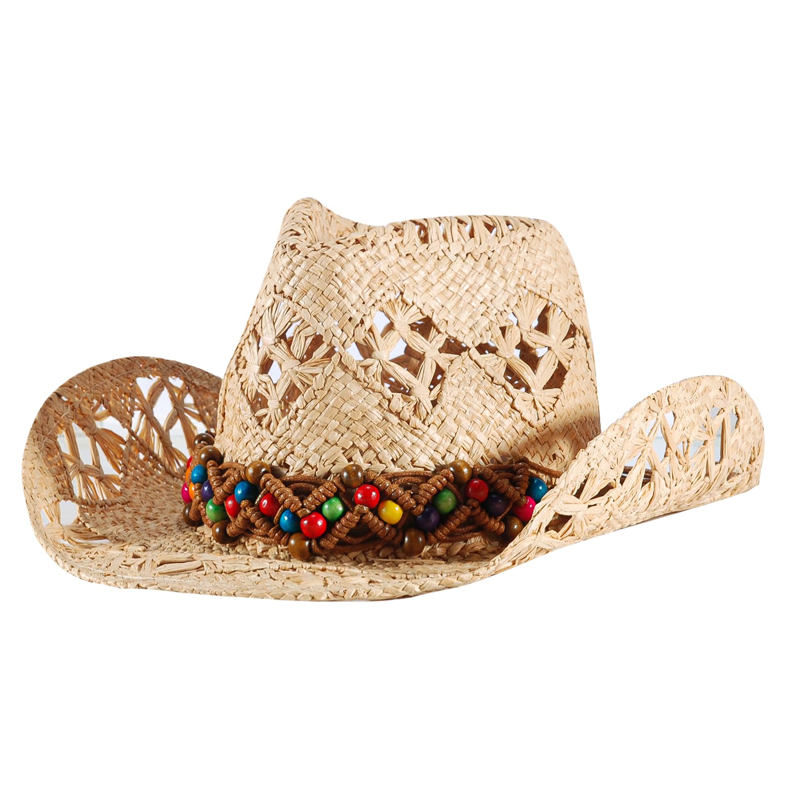 Stylish Women's Straw Cowboy Hat - Adjustable Wide Brim Sun Hat for Women & Men | Western Cowgirl Beach Hat for Summer Vacation, Travel, Outdoor Activities & Country Music Festivals