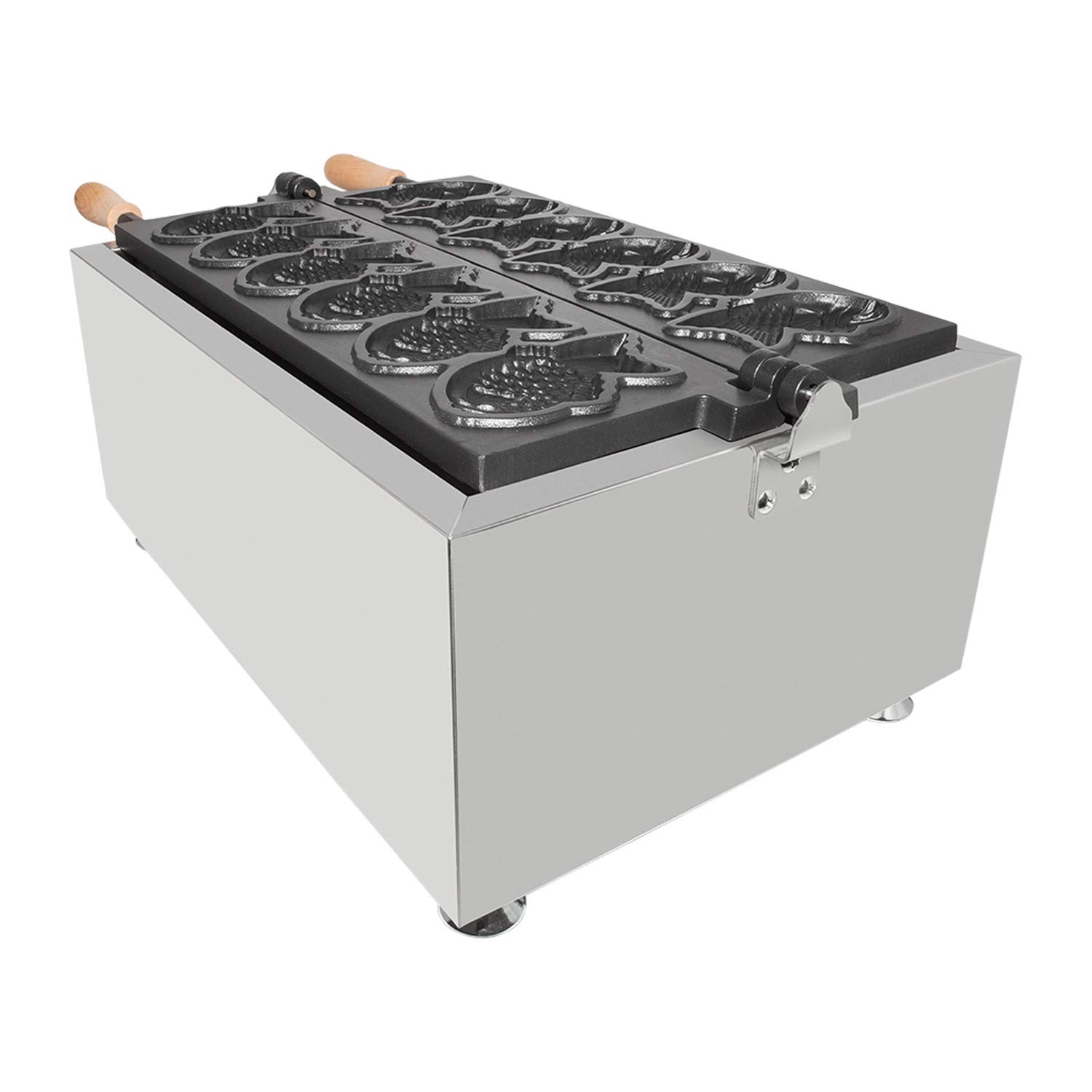 Electric Taiyaki Maker Machine - Nonstick Fish Waffle Cone Baker with 6 Cavities | 110V Commercial-Grade Kitchen Appliance for Home & Business Use | Perfect for Japanese Desserts, Street Food & Ice Cream Cones