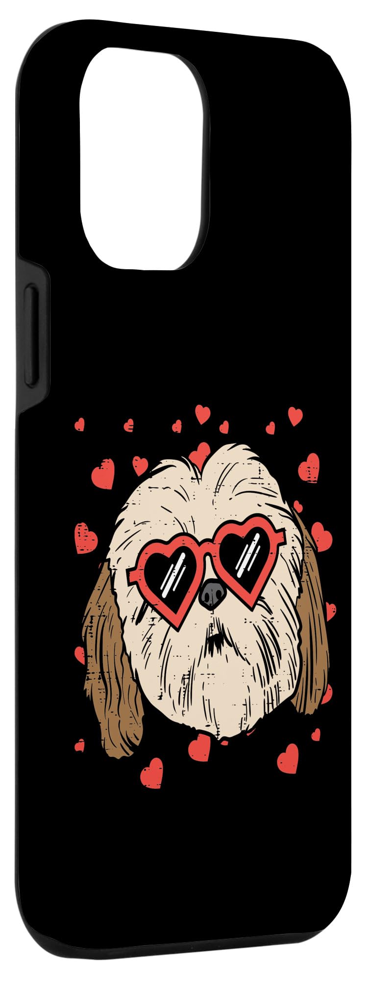 iPhone 12 Pro Max Case with Shih Tzu Face & Heart Glasses - Cute Valentine's Day Gift for Dog Lovers - Perfect for Pet Owners, Dog Walks & Photo Ops