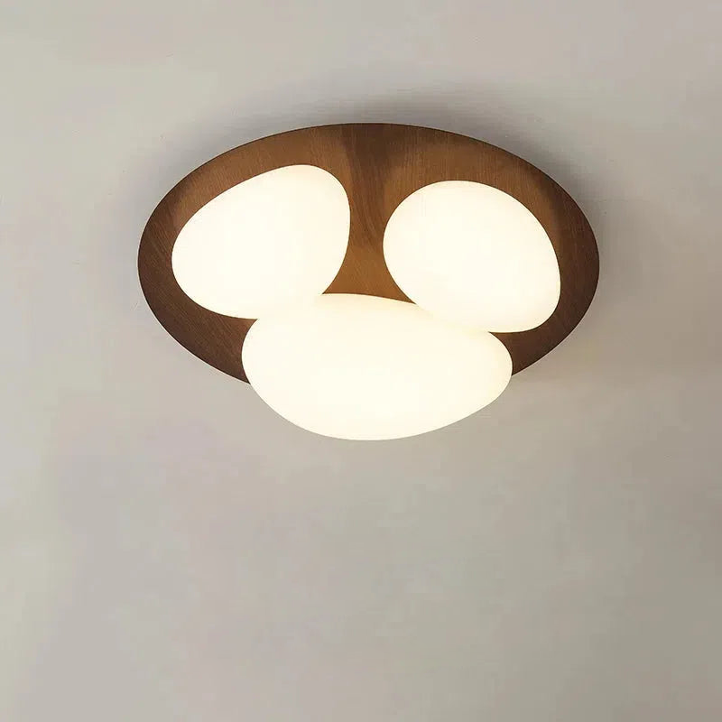 Modern Walnut Wood Nest Ceiling Light Fixture - Stylish Pendant Lamp for Living Room, Bedroom & Dining Area