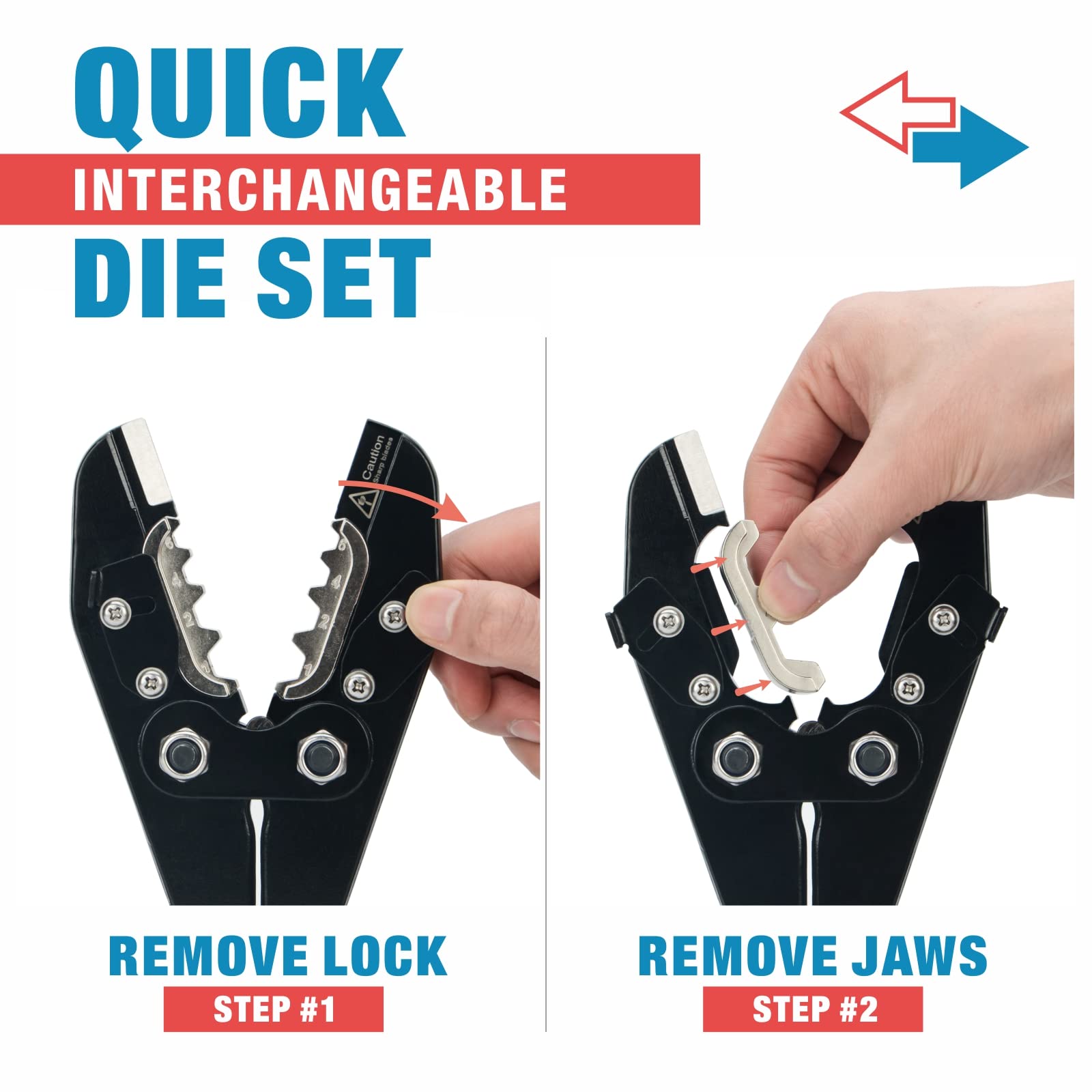 Professional iCrimp Battery Cable Lug Crimper Kit for 8-4/0 AWG Copper Terminals - Heavy Duty Crimping Tool with Wire Stripper for Battery Cables, Ring Terminals & Splices - Perfect for Automotive, Marine & Solar Power Installations