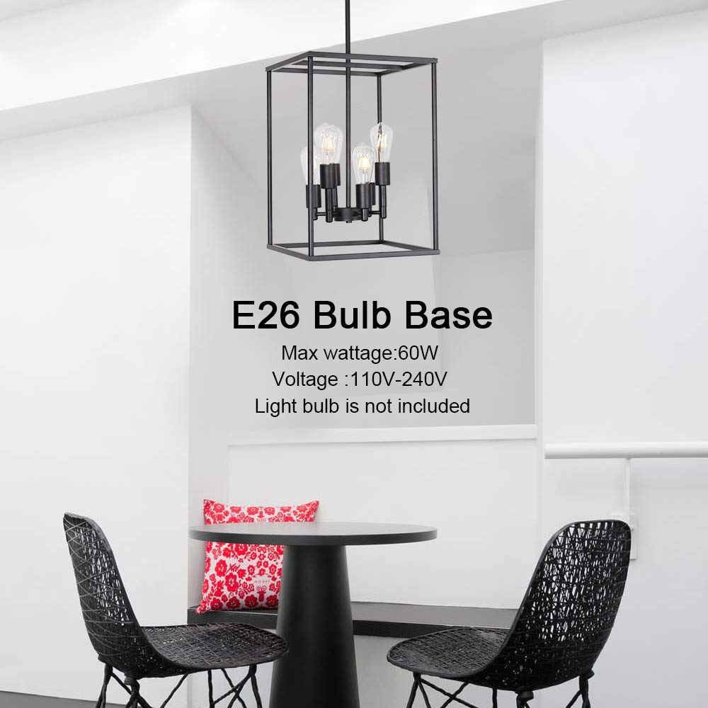 VINLUZ 6-Light Black Farmhouse Chandelier with Square Cage Shades - Classic Foyer Pendant Lighting for Kitchen, Dining Room, Entryway | Rustic Home Decor, Perfect for Farmhouse & Industrial Style Interiors