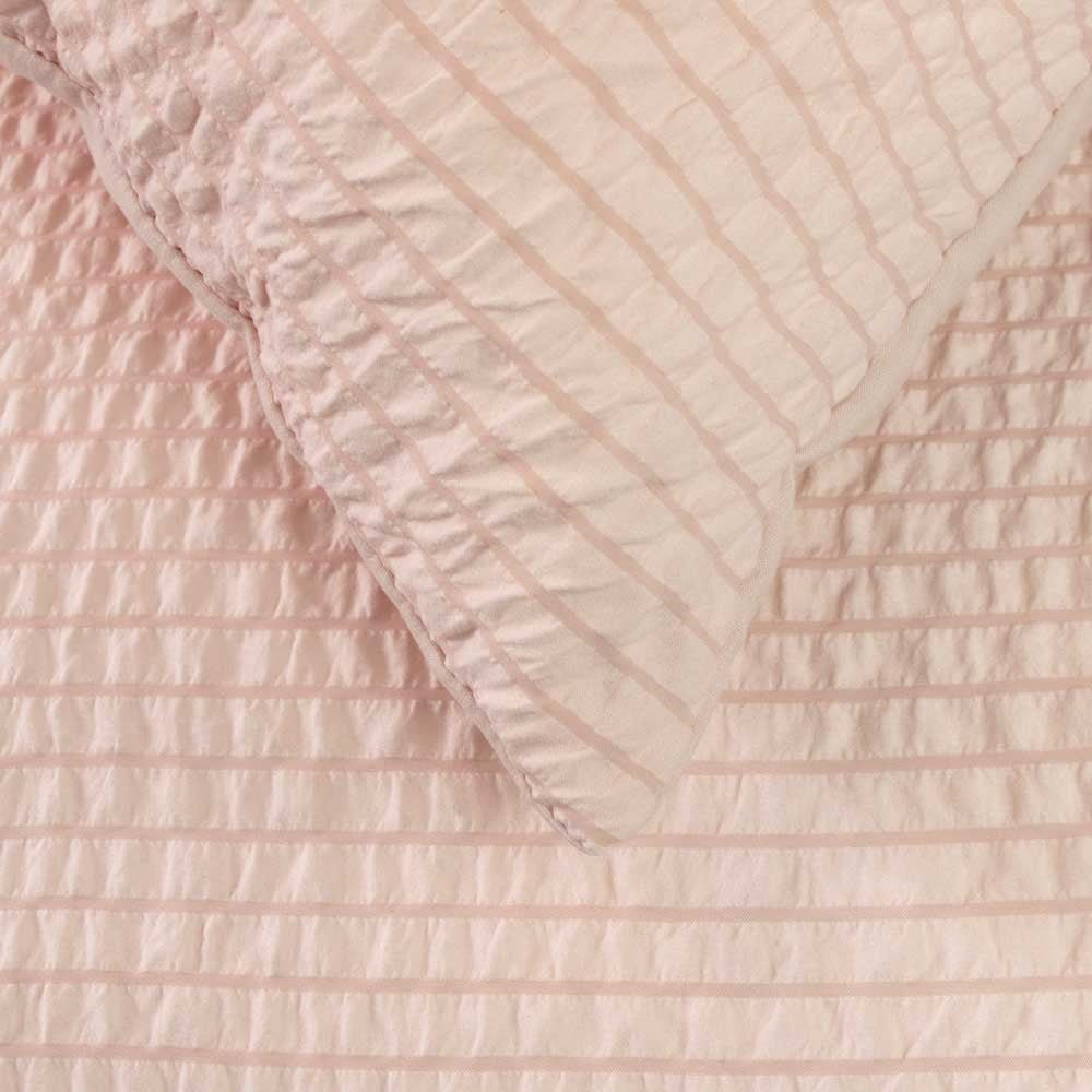Ardor Ingrid Blush Seersucker Stripe Quilt Cover Set King Size - Soft & Breathable Bedding for Summer - Perfect for Master Bedroom, Guest Room & Vacation Homes