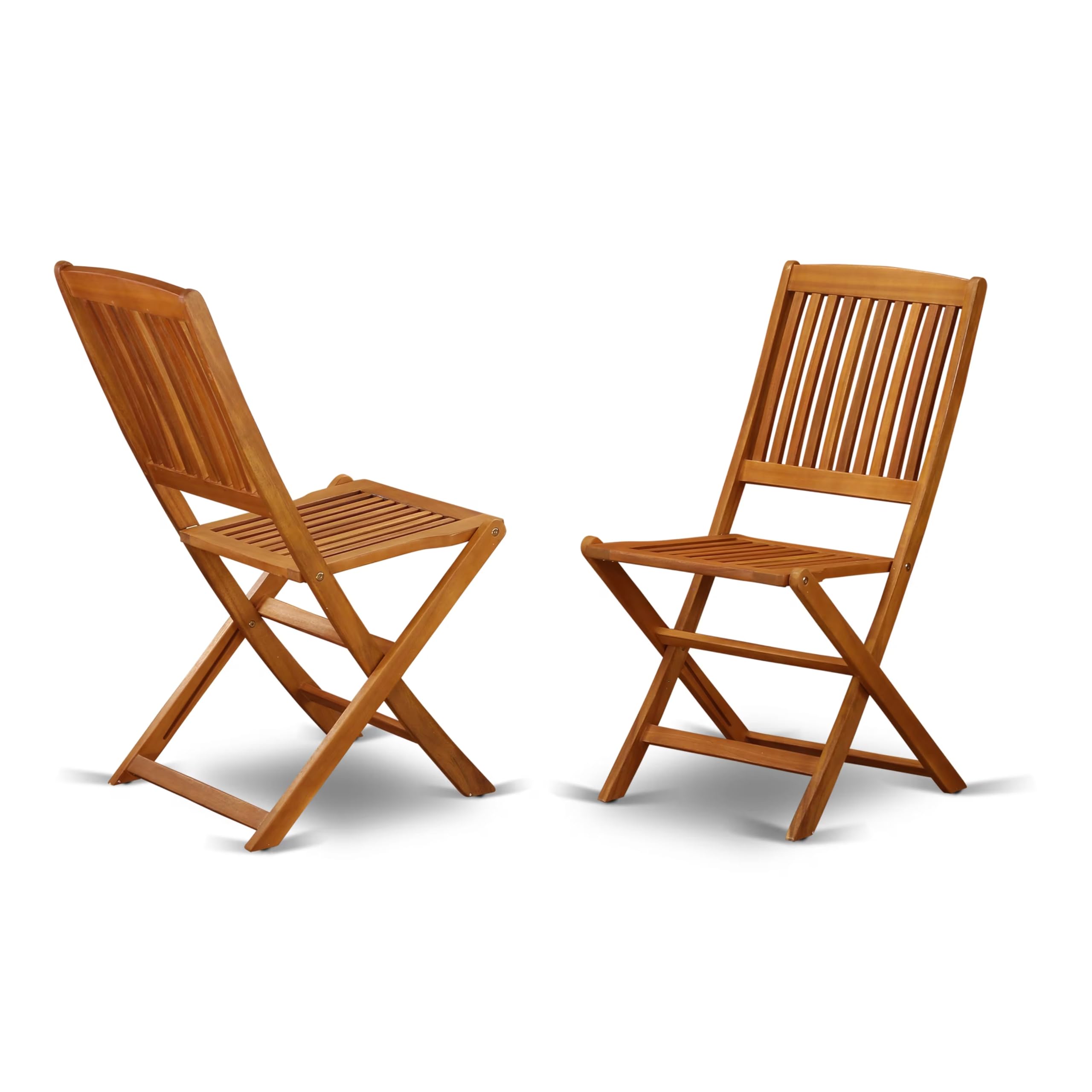 East West Furniture DICM5CWNA 5-Piece Outdoor Bistro Dining Set - Acacia Wood Oval Table & 4 Folding Chairs, 36x60 Inch, Natural Oil Finish - Perfect for Patio, Garden, and Backyard Entertaining