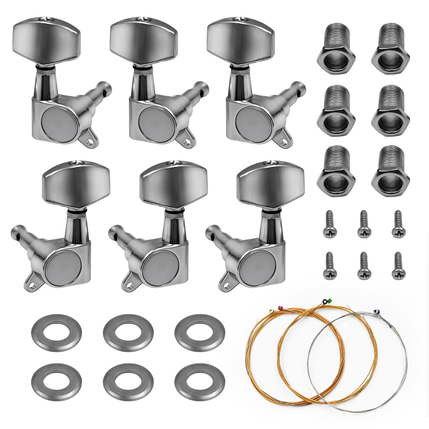 Premium 3R3L Sealed Guitar Tuning Pegs - 6 String Machine Heads for Les Paul & Acoustic Guitars - Chrome Finish, Smooth Tuning - Perfect for Stage Performances & Home Practice