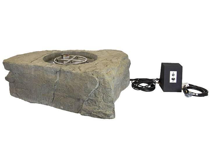 Aquascape Faux Stone Fire Pit - Outdoor Gas Fireplace for Patio, Backyard, and Garden - Perfect for Camping, BBQ, and Relaxing Evenings