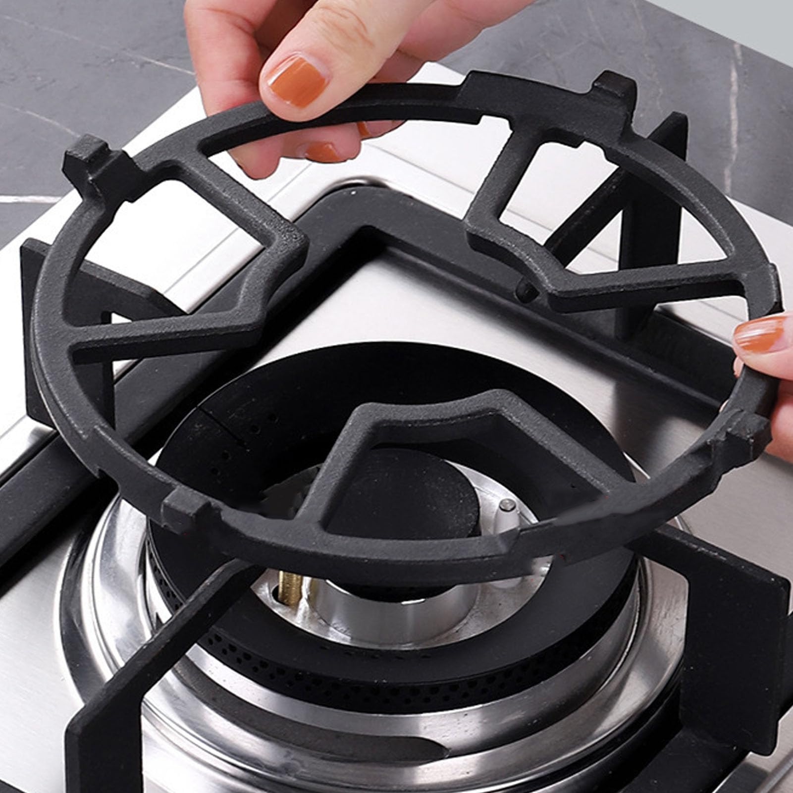 Cast Iron Wok Ring Support for Gas Stoves - Non-Slip Stable Base Fits 4 or 5 Burner Gas Cooktops - Perfect for Stir-Frying, Deep Frying & Asian Cooking