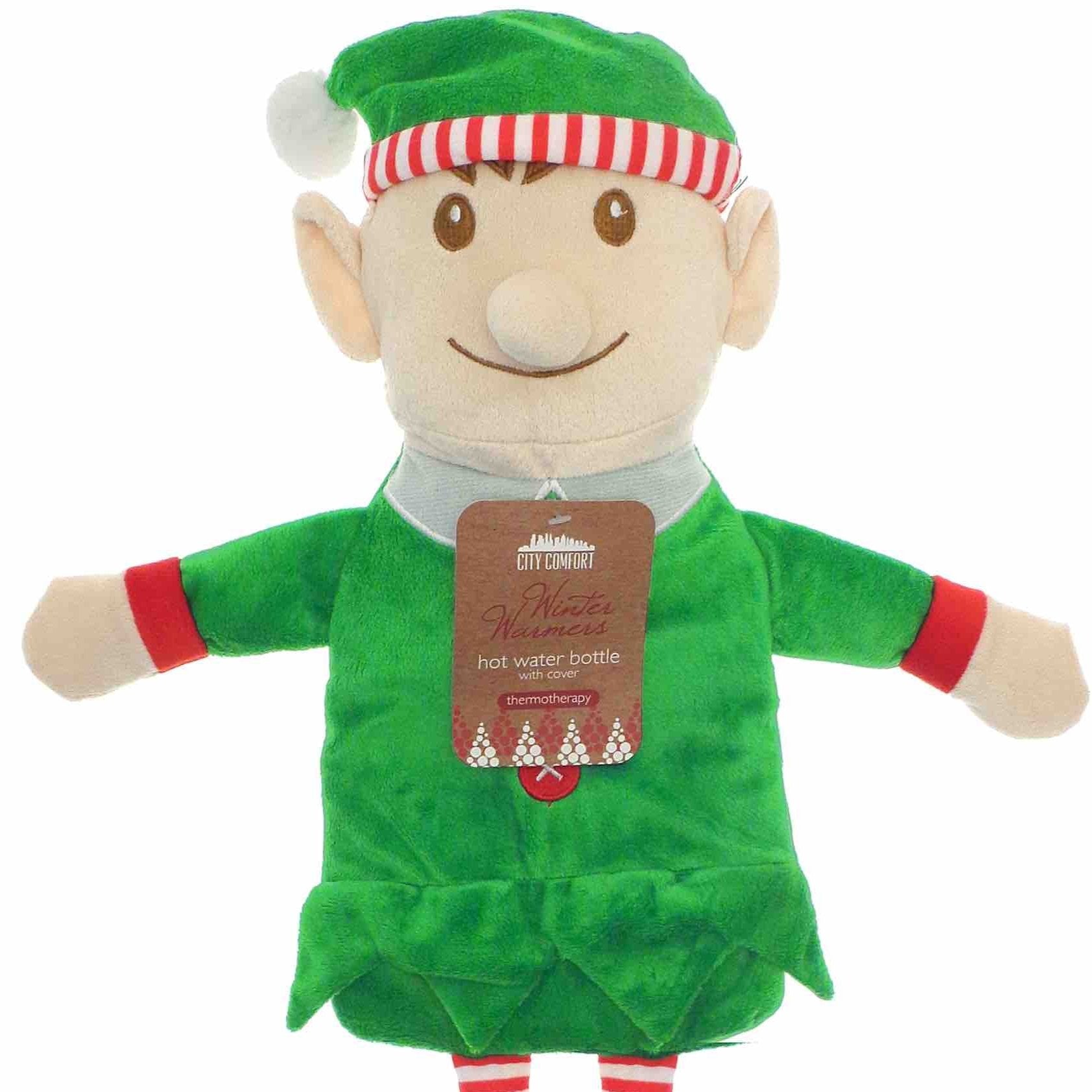 Christmas Elf Novelty Hot Water Bottle (1L) - Warm & Cozy Holiday Gift for Cold Nights, Perfect for Home, Office, and Travel Use