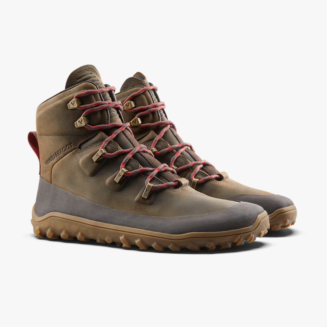 Vivobarefoot Men's Tracker Leather All-Terrain Hiking Boots - Waterproof Outdoor Adventure Shoes for Trail Running & Camping