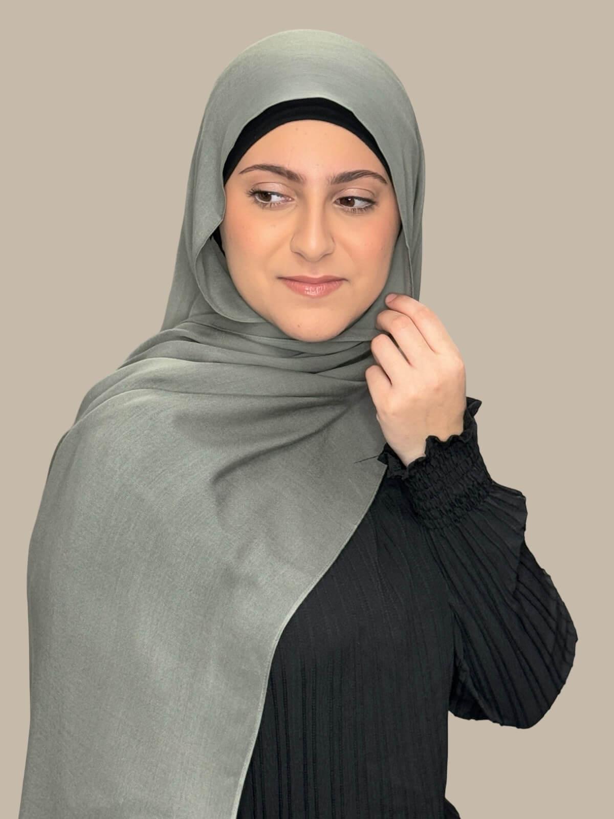 Modish Girl Cotton Modal Hijab Scarf - Soft & Breathable Slate Green Head Cover for Women - Perfect for Daily Wear, Prayer, and Fashion Outfits