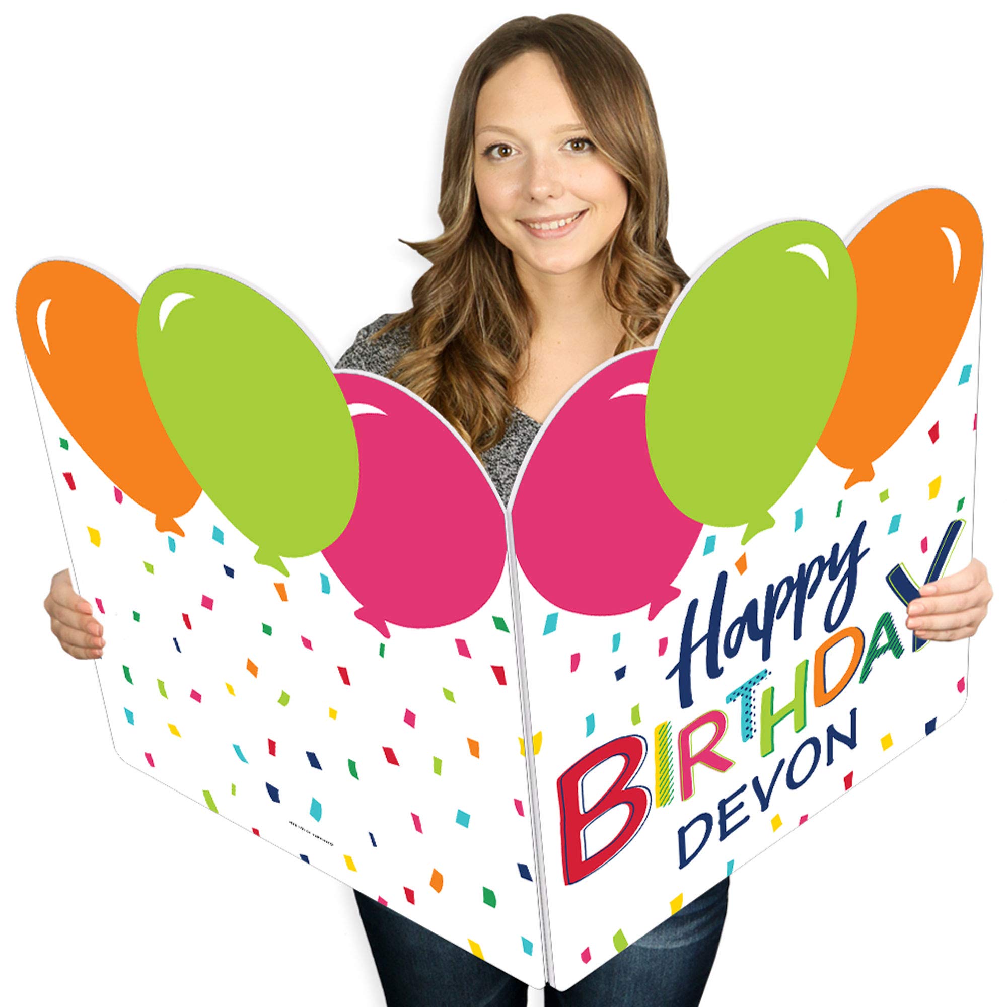 Custom Happy Birthday Giant Greeting Card - Personalized Big Shaped Jumborific Card (16.5 x 22 inches) - Cheerful Birthday Decorations for Parties, Events & Celebrations