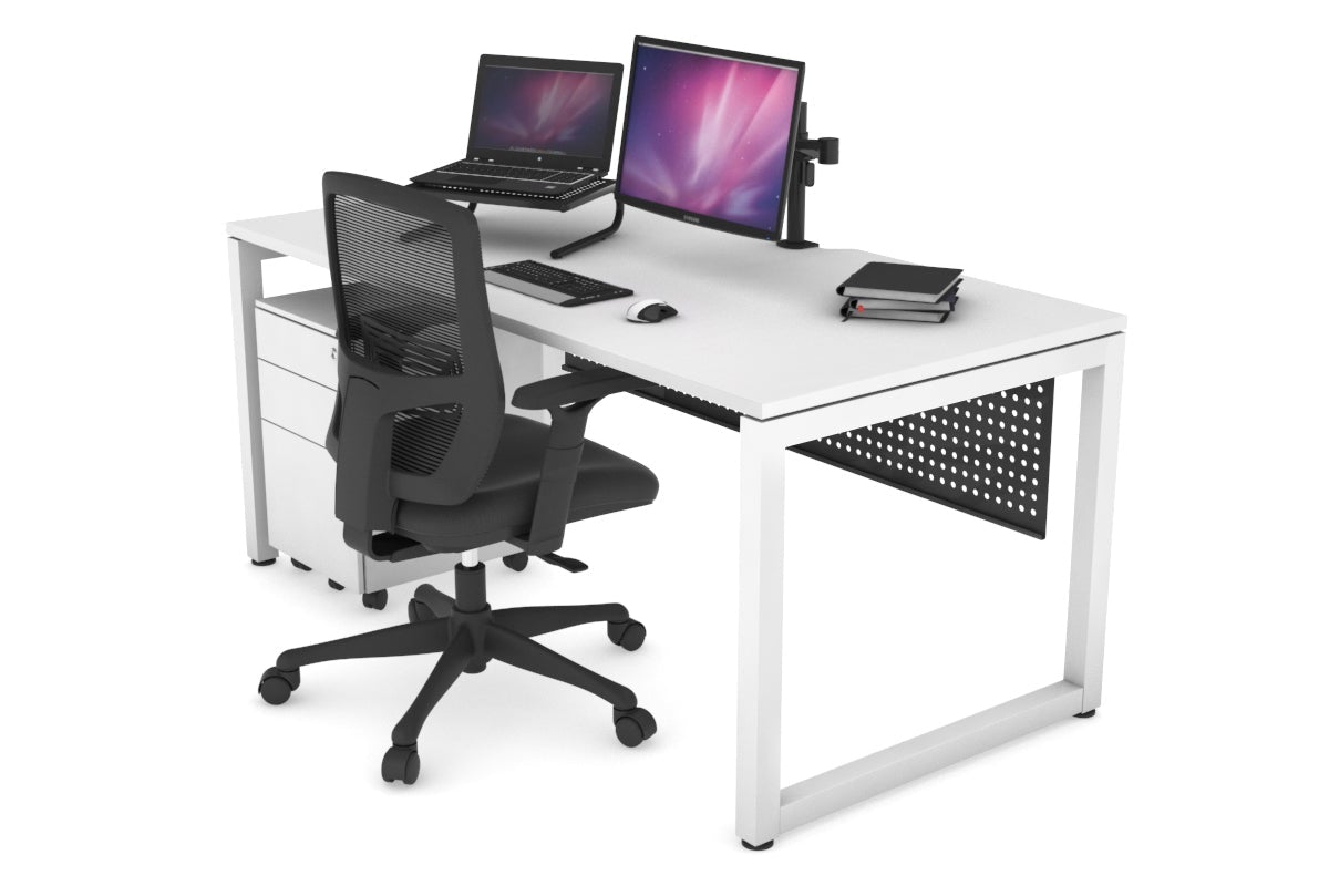 Quadro Loop Legs Office Desk - 1400L x 800W Modern Computer Desk with Cable Management for Home & Office Workspace
