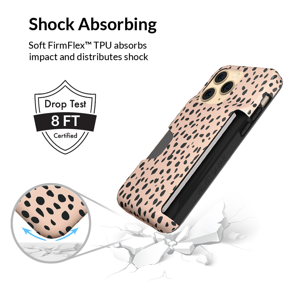 Spotted Cheetah Print iPhone Wallet Case - Slim Protective Phone Cover with Card Holder for iPhone 13/14/15 Pro Max | Perfect for Travel, Shopping & Everyday Use