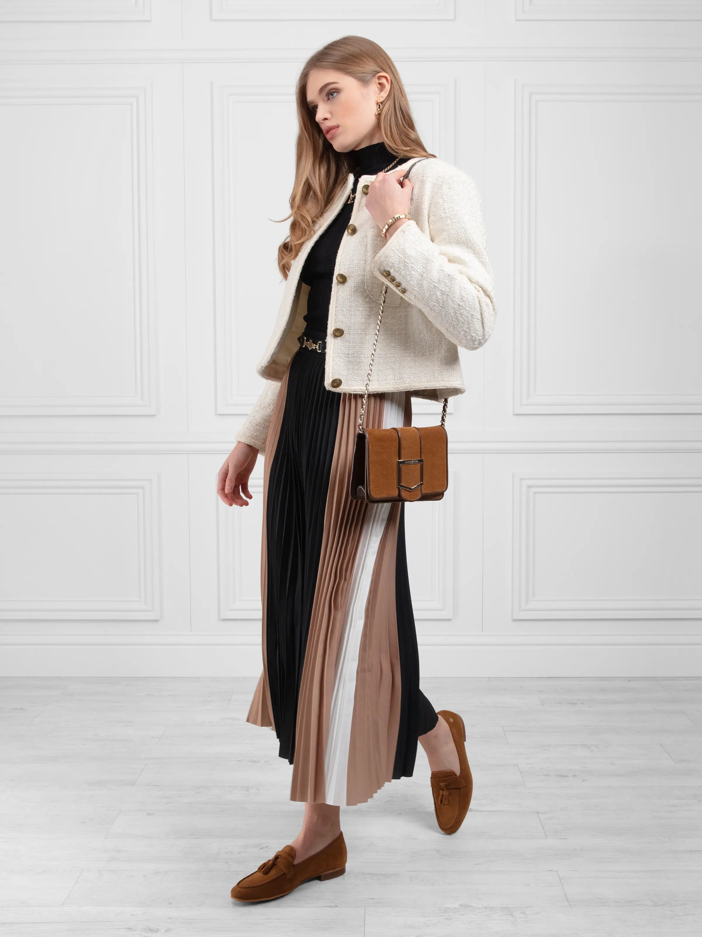 Mini Belmont Tan Suede Crossbody Bag - Stylish & Compact Purse for Women, Perfect for Everyday Use, Work, and Travel