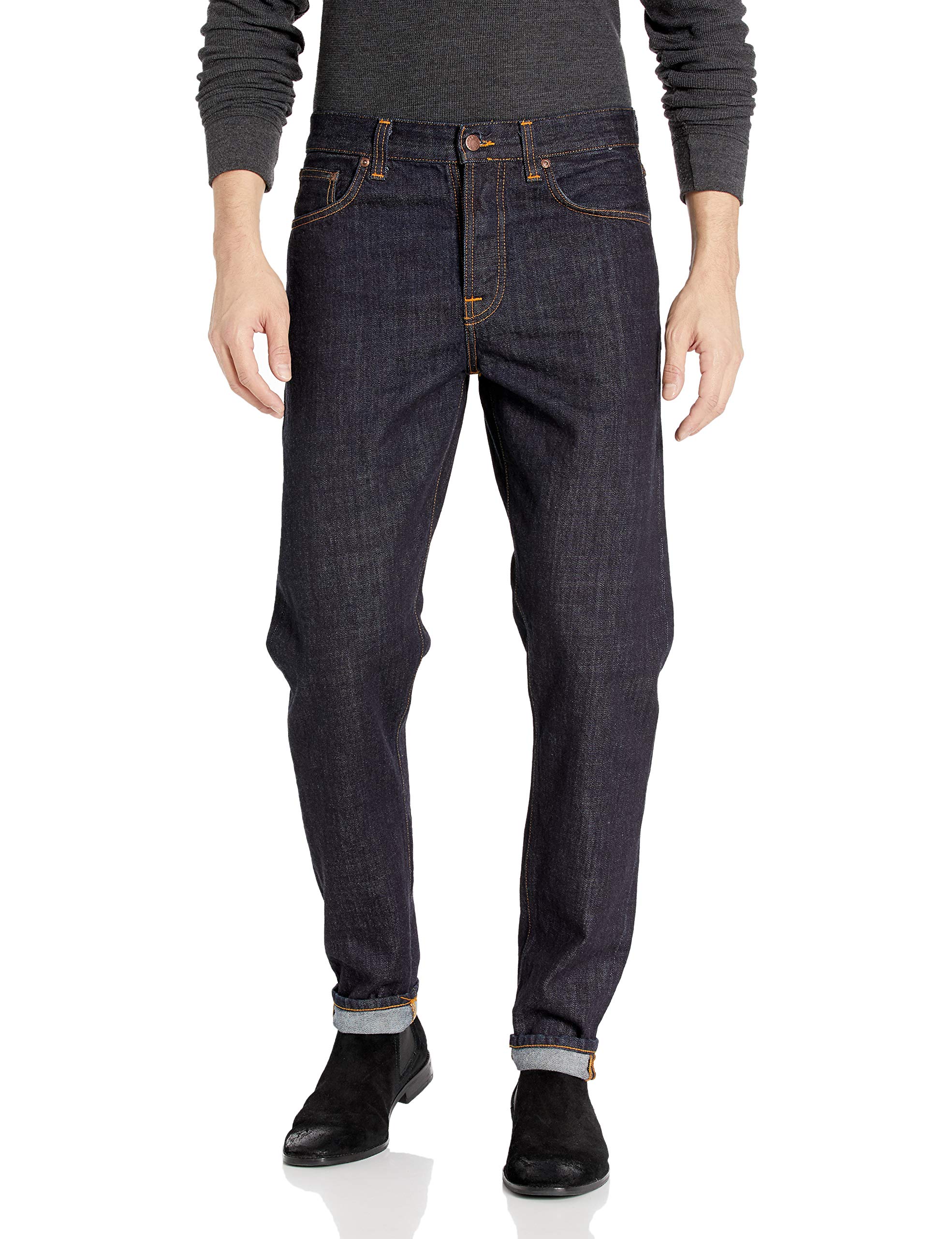 Nudie Jeans Steady Eddie II Rinsed Slim Fit Men's Denim Jeans | Comfortable & Durable for Everyday Wear | Perfect for Casual Outfits and Office Style