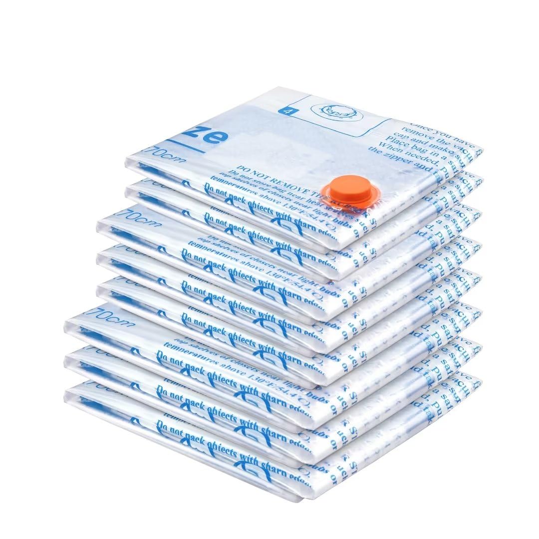 Vacuum Storage Bags 8-Piece Set (3 Jumbo/3 Large/2 Medium) - Space Saving Sealer Bags for Clothes, Blankets, Pillows & Comforters | Airtight Compression Storage for Seasonal Clothes, Travel & Home Organization