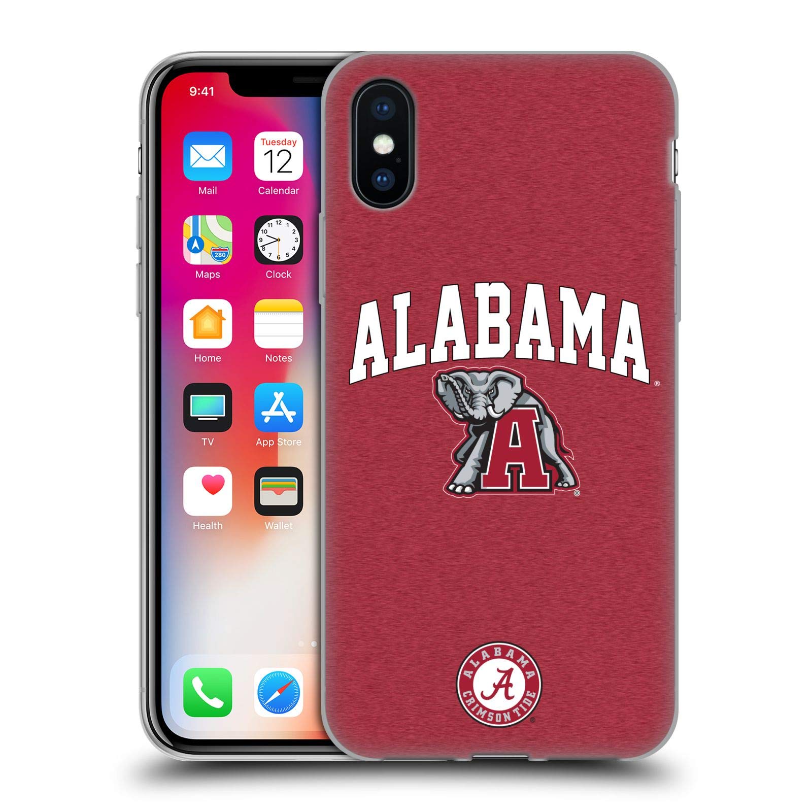 Officially Licensed University of Alabama UA Campus Logotype Soft Gel Phone Case for iPhone X/Xs - Durable Protective Cover for School, Game Day & Campus Life
