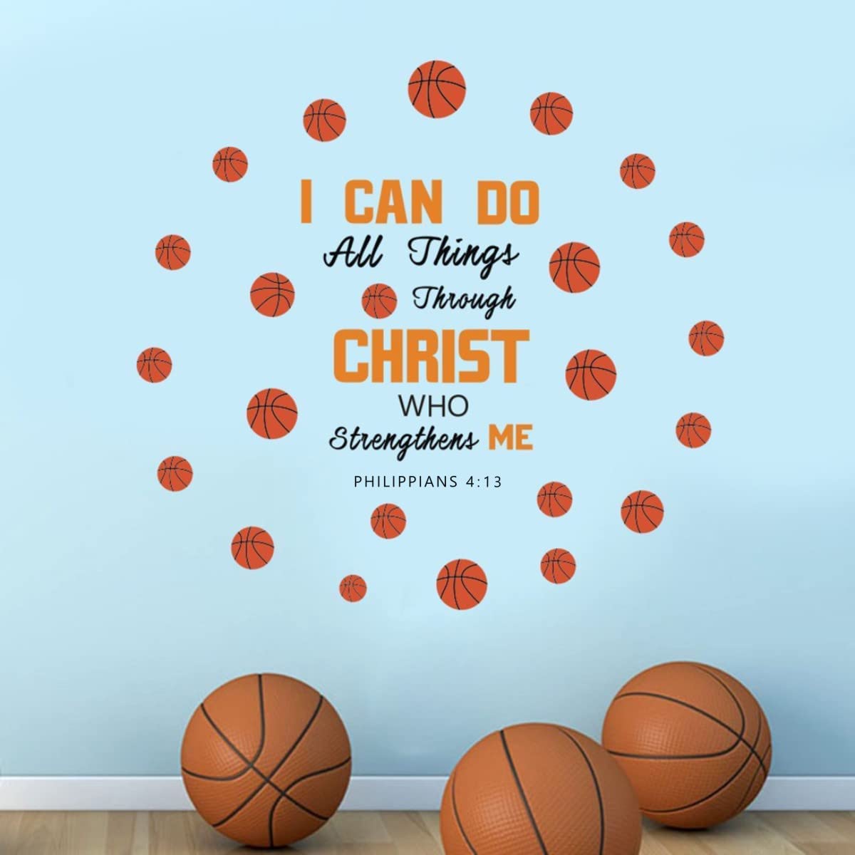IARTTOP Motivational Basketball Wall Stickers - 'I Can Do' Sports Theme Decals for Boys Room, Gym & Playroom Decor - Perfect for Basketball Fans & Sports-Themed Home Decor