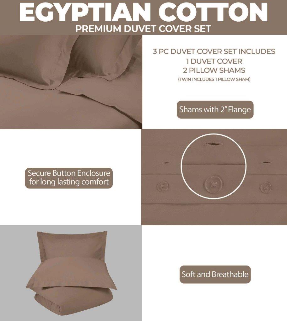 Premium 100% Egyptian Cotton Duvet Cover Set - 300 Thread Count, Breathable & Soft Bedding for All Seasons - Perfect for Master Bedroom, Guest Room & Luxury Hotels