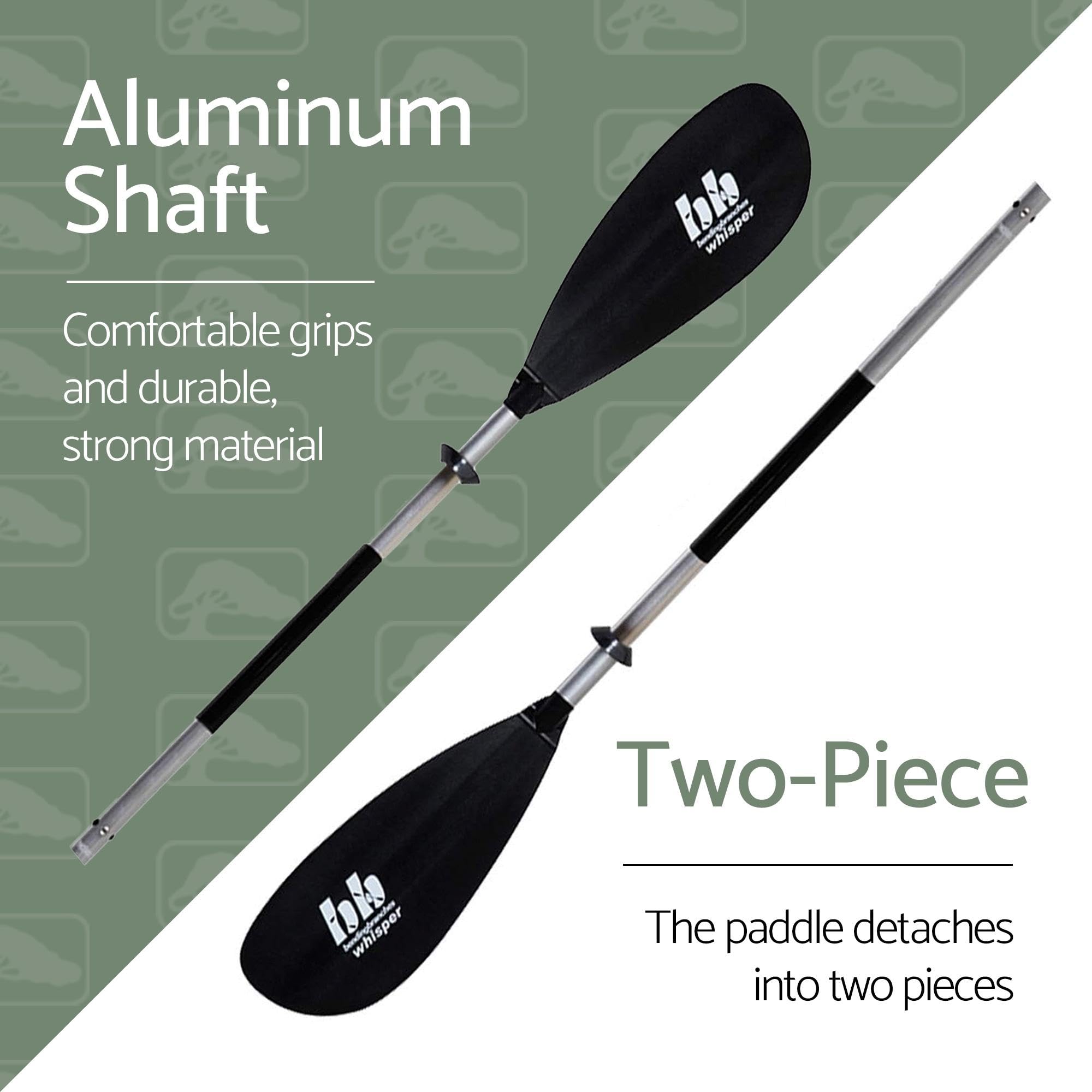 BENDING BRANCHES Whisper 2-Piece Recreational Kayak Paddle - Lightweight & Durable for Lakes, Rivers & Calm Waters - Perfect for Beginners & Casual Kayaking