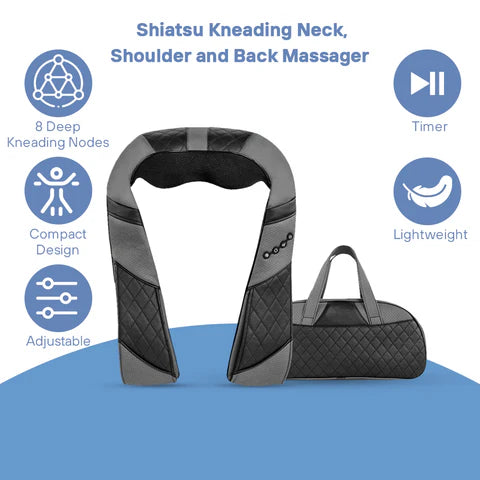 Siyaco Shiatsu Neck and Shoulder Massager with Heat - Deep Tissue Kneading for Pain Relief - Perfect for Home, Office, and Travel Use