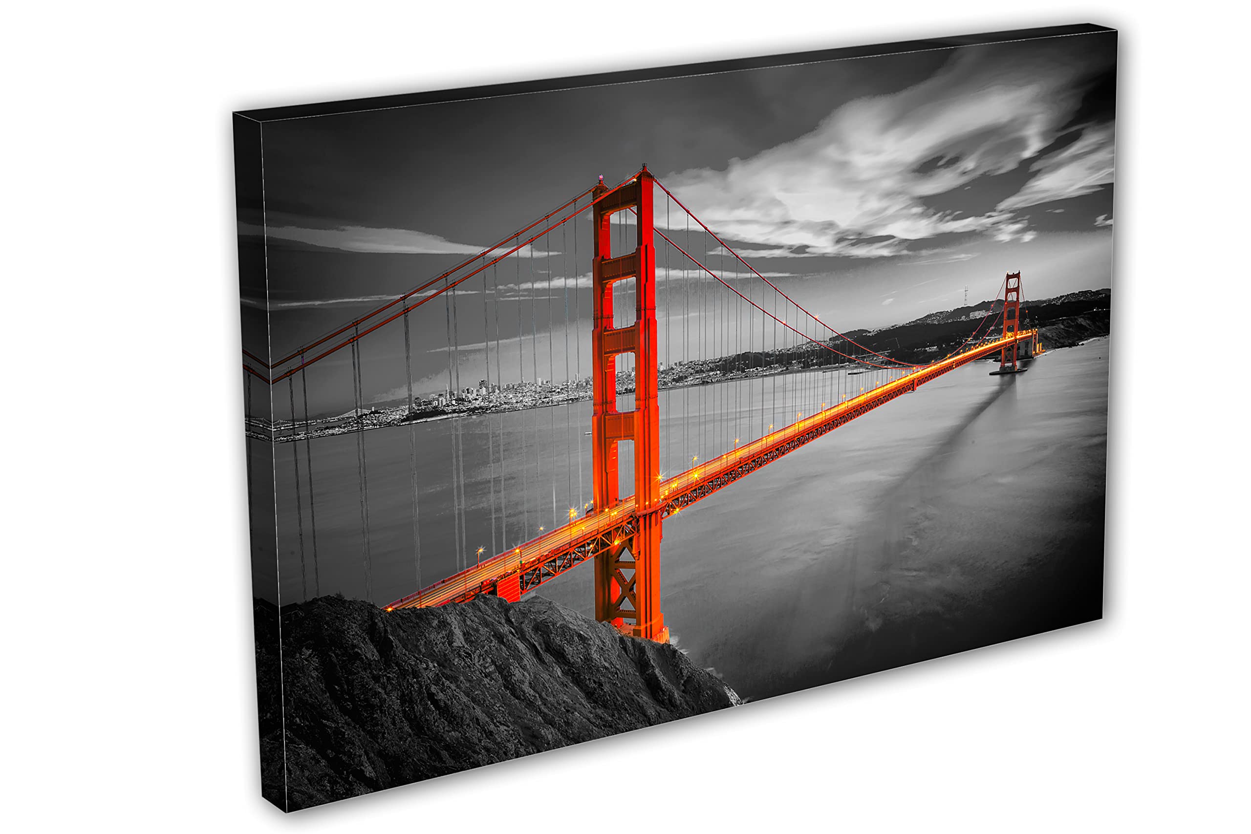 30x20 Golden Gate Bridge Wall Art Canvas Print - Modern Home Decor & Wall Decor for Living Room, Bedroom, Office | Premium SF Landscape Painting