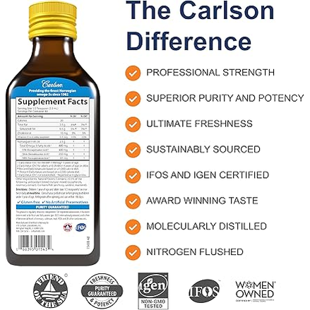 Carlson Kids The Very Finest Fish Oil - 800mg Omega-3s per Serving, 200ml Bottle | Supports Brain Development & Immune Health for Children