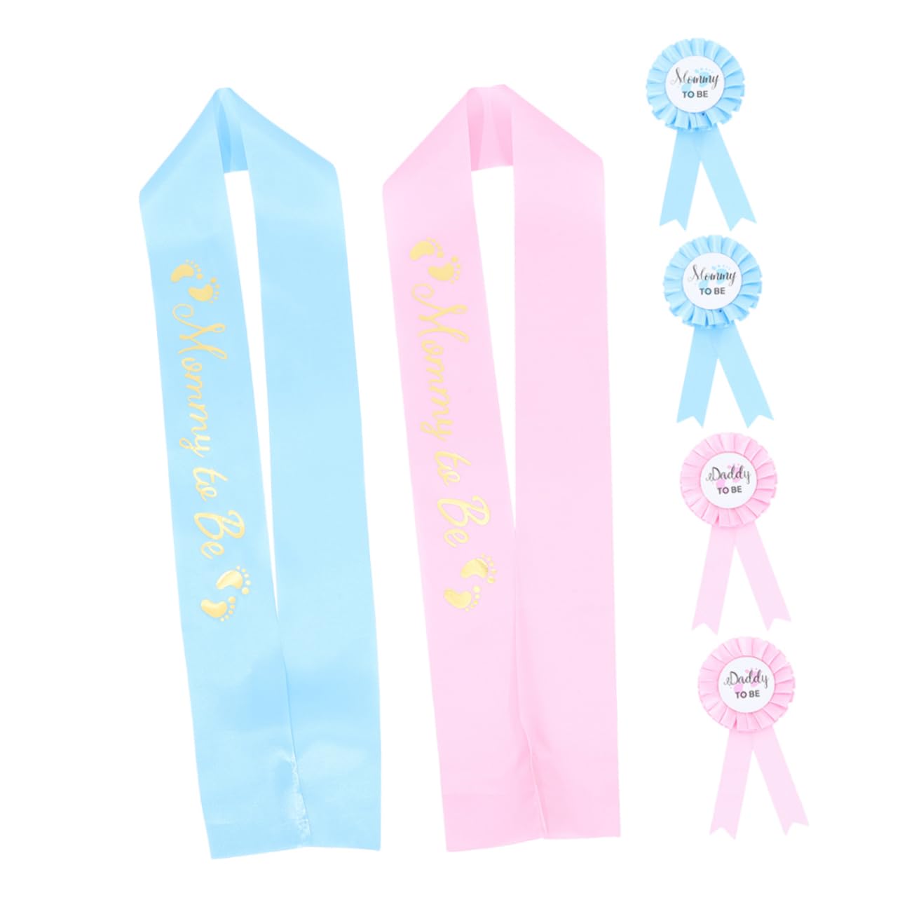 BIUDECO 2 Sets Maternity Belt & Shower Badge Pin Set - Baby Shower Sash for Mom & Dad to Be, Gender Reveal Party Decor, Pregnancy Announcement Accessories - Perfect for Baby Showers, Gender Reveals & Maternity Photos