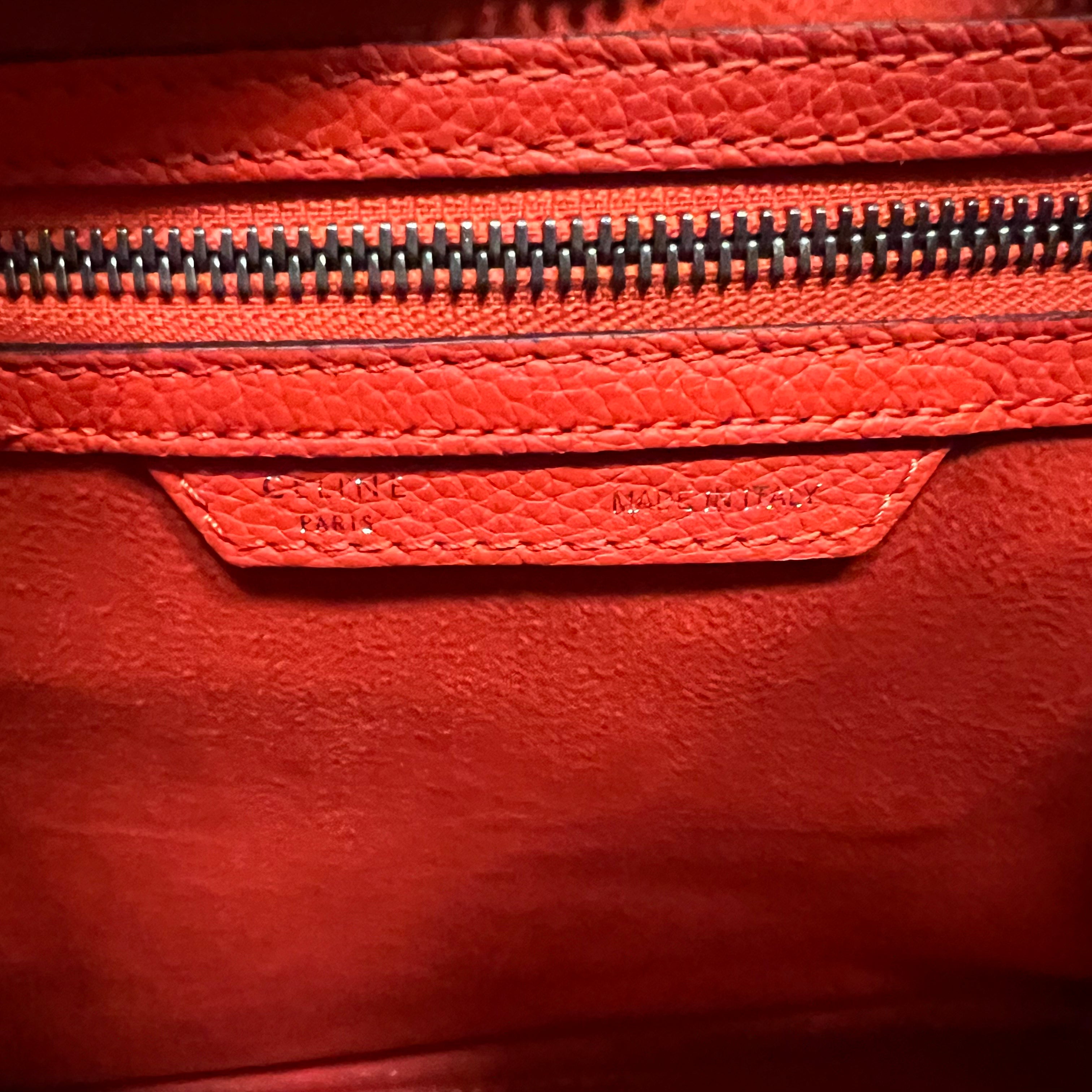 CELINE Micro Luggage Bag in Coral Pink | Genuine Leather Crossbody Purse for Women | Perfect for Work, Travel & Everyday Use
