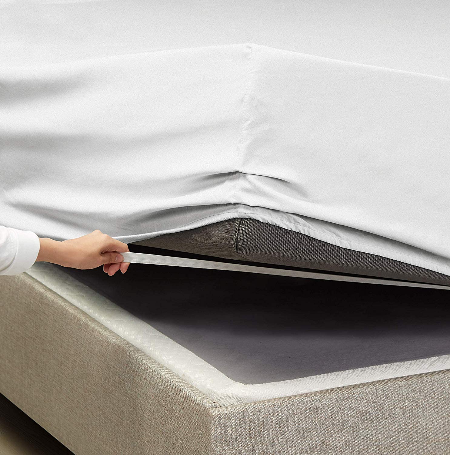 Split King Sheet Set - 7 Piece 100% Egyptian Cotton Bedding with Extra Deep Pockets for Adjustable Beds - Soft Breathable Twin XL Sheets in Light Grey - Perfect for Master Bedrooms, Guest Rooms & Luxury Hotels