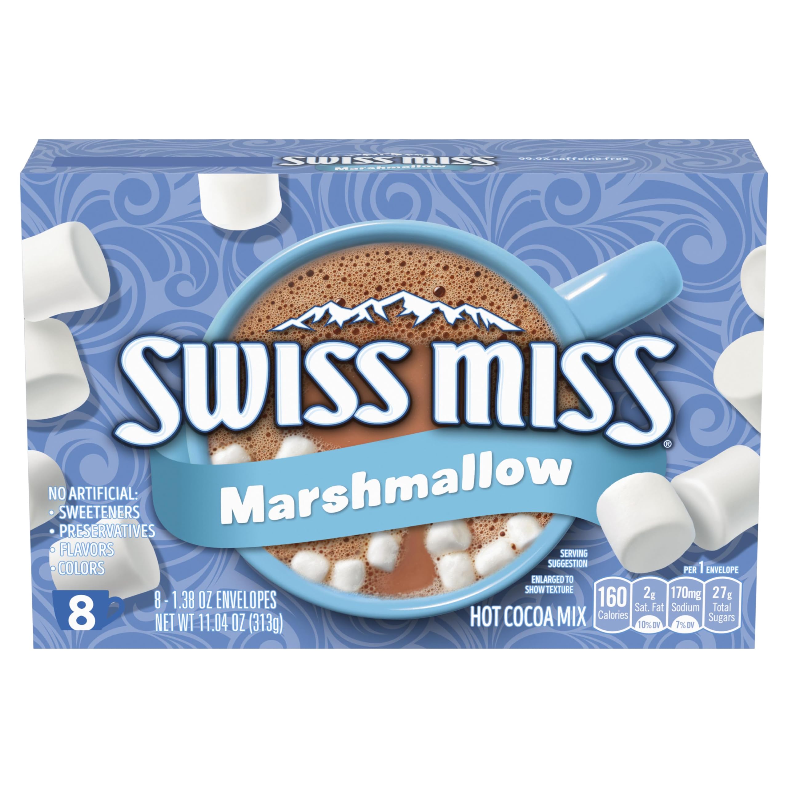 Swiss Miss Hot Chocolate Mix with Marshmallows - 8 Single Serve Packets for Winter Warmth, Holiday Gifts & Cozy Family Moments