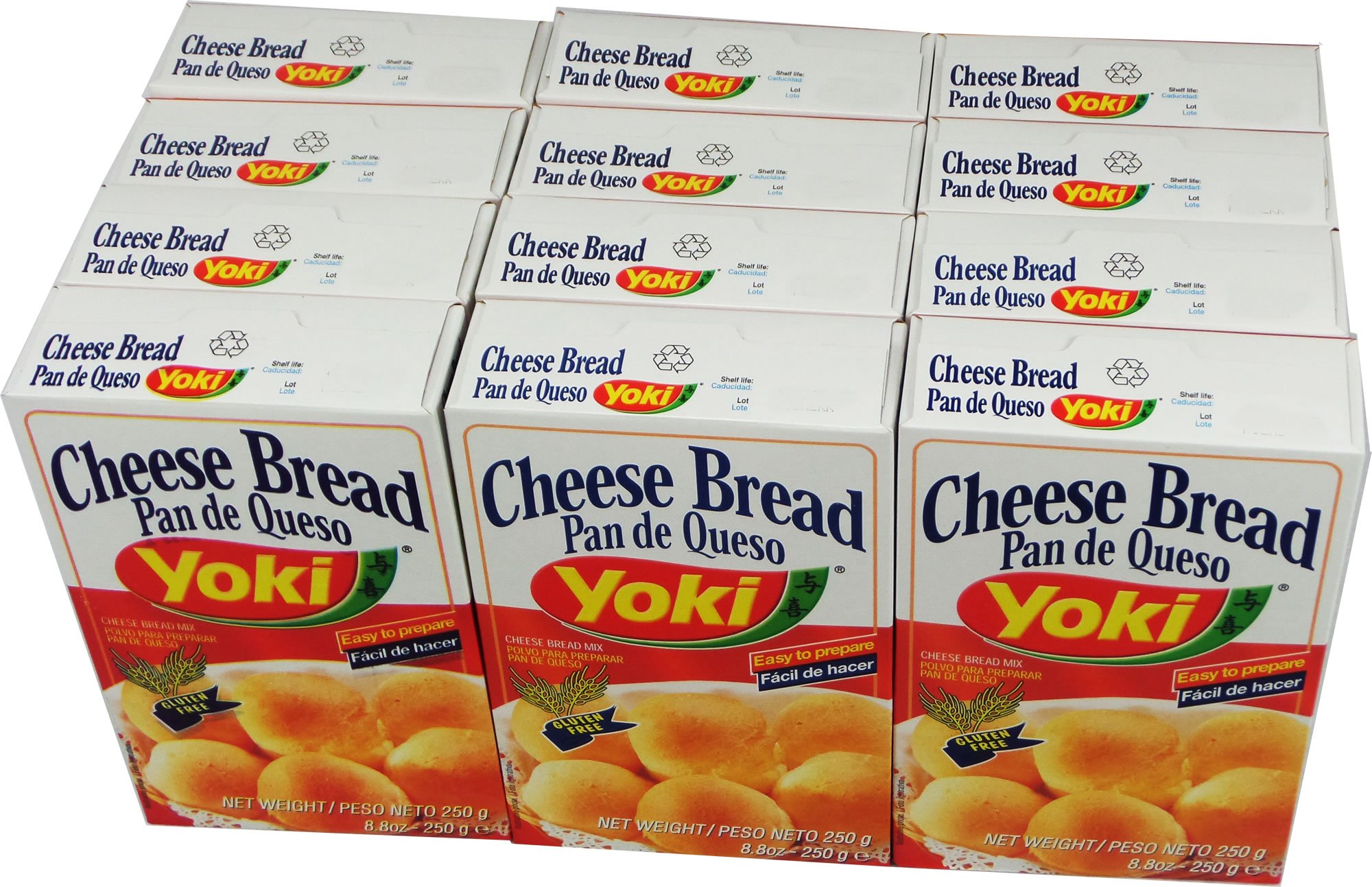 Yoki Gluten-Free Cheese Bread Mix (Pão de Queijo) - 8.8oz (250g) Pack of 12 - Authentic Brazilian Snack for Parties, Breakfast & Quick Bites