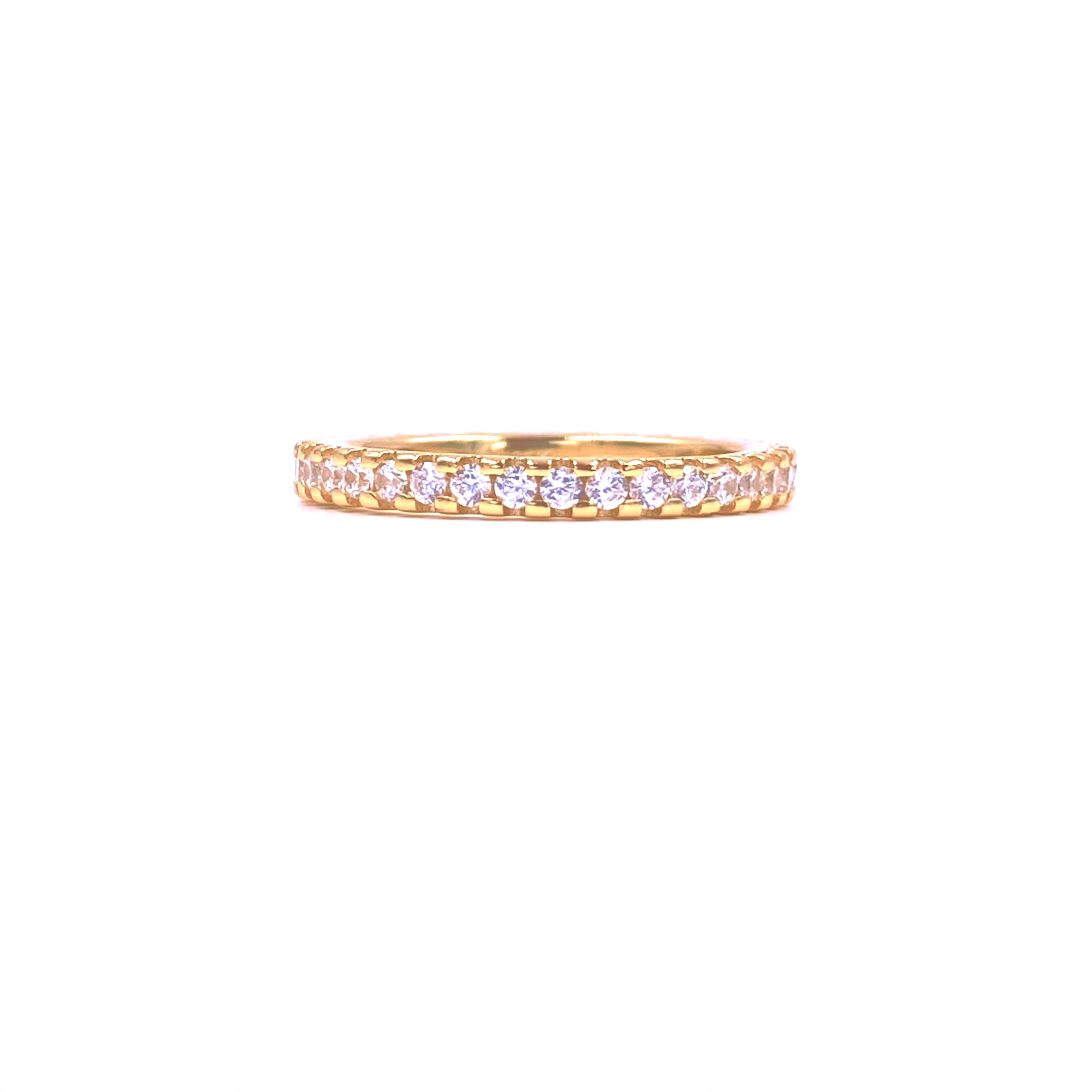 Ashley Gold Sterling Silver Gold Plated Prong Set Eternity CZ Band Ring - Elegant Wedding, Anniversary & Engagement Jewelry Gift for Women