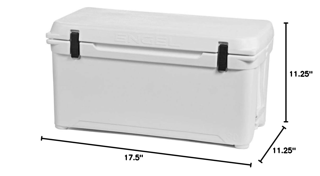 Engel ENG80 75 Can High Performance Cooler - Durable Rotomolded Ice Chest for Camping, Hunting, Fishing | White | Perfect for Outdoor Adventures, Beach Trips & Tailgating