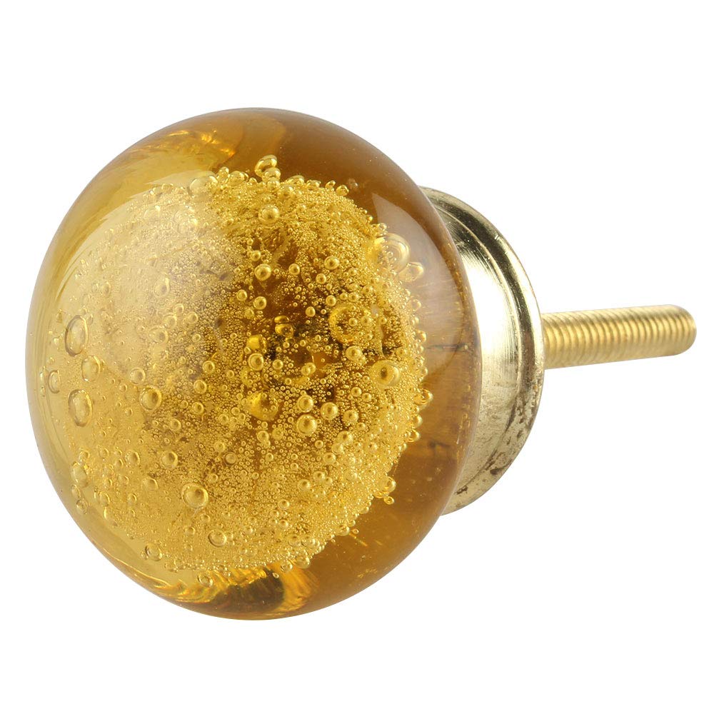 10-Piece Yellow Bubble Glass Drawer Knobs - Luxury Cabinet Hardware for Kitchen, Dresser & Furniture - Handcrafted Decorative Pulls for Home Renovation & DIY Projects