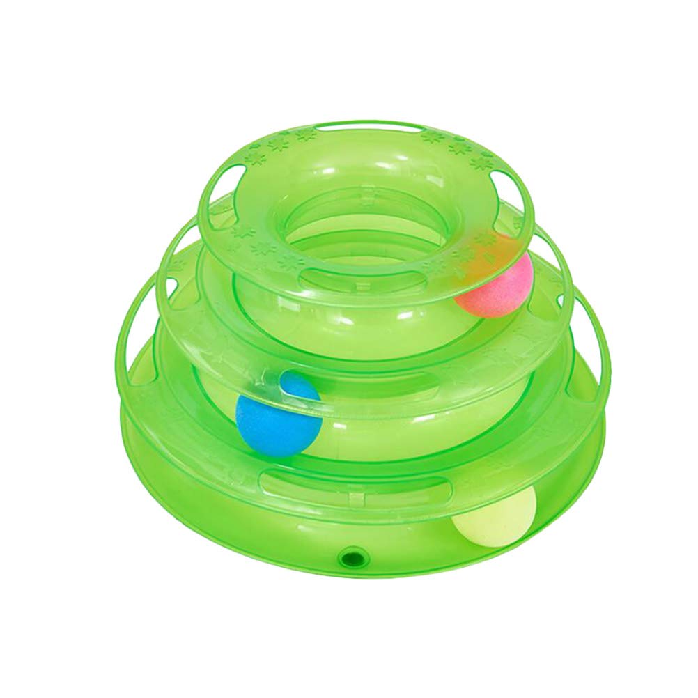1PC 3-Level Cat Tracks Toy - Interactive Round Play Plate for Cats - Fun Pet Exercise & Entertainment - Durable Cat Supplies (Green) - Perfect for Indoor Play, Boredom Relief & Bonding Time with Your Feline Friend