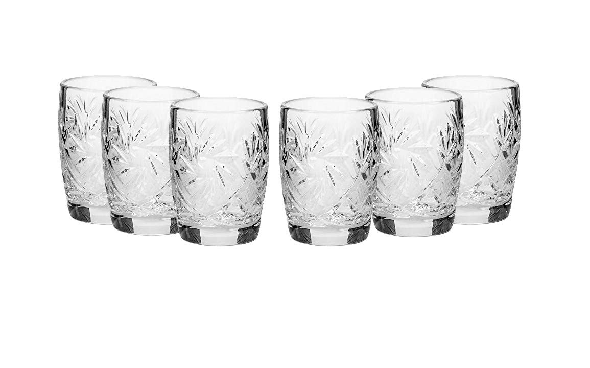 7-Piece Russian Crystal Vintage Vodka Set - 16-Oz Decanter Carafe with 6 Shot Glasses - Elegant Old-Fashioned Glassware for Home Bar, Dinner Parties & Gift Giving (4319)