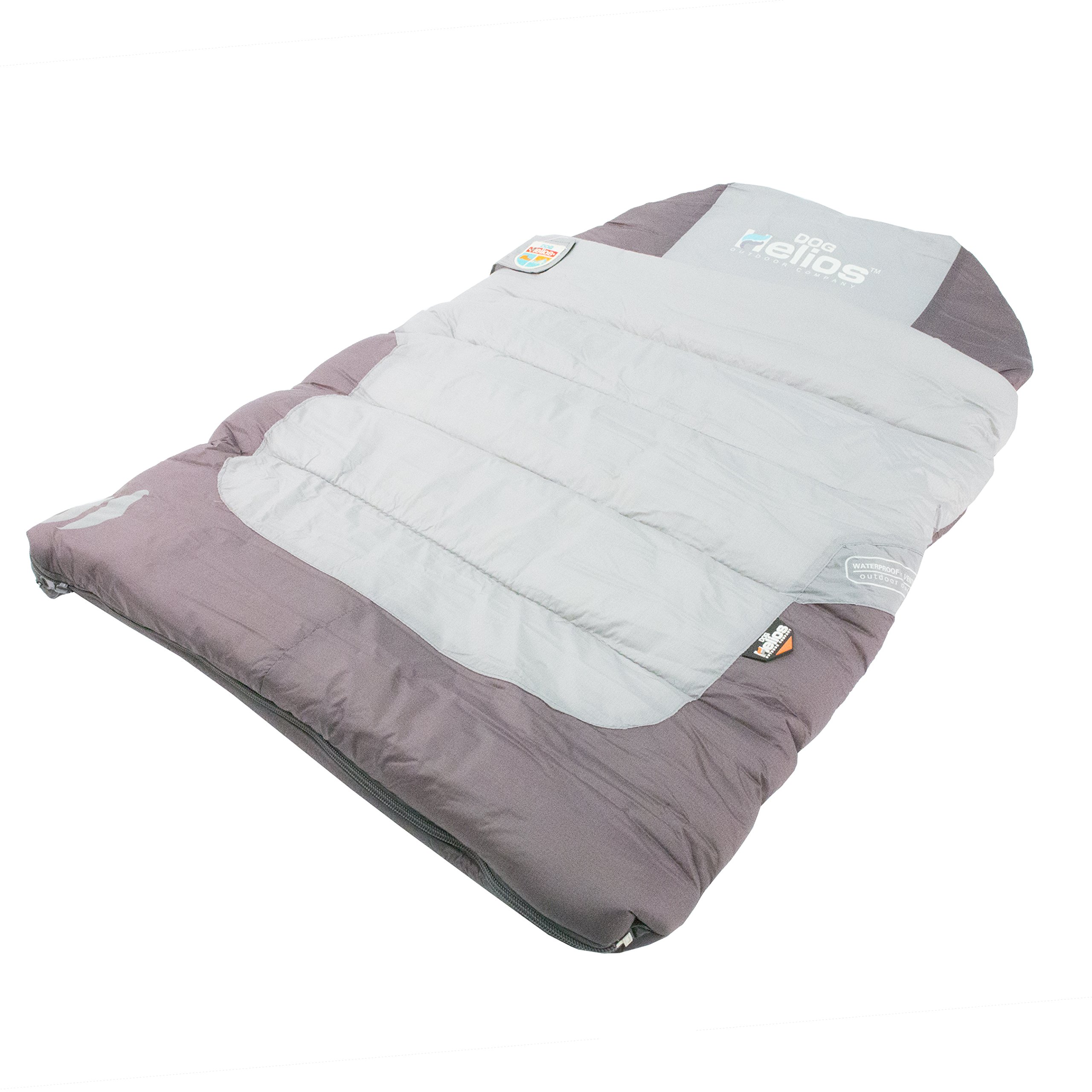 DOGHELIOS 'Trail-Barker' Waterproof Dog Bed - Multi-Surface Travel Mat with BlackShark Technology for Camping, RV & Outdoor Adventures - Light Grey & Dark Grey - One Size Fits Most Pets