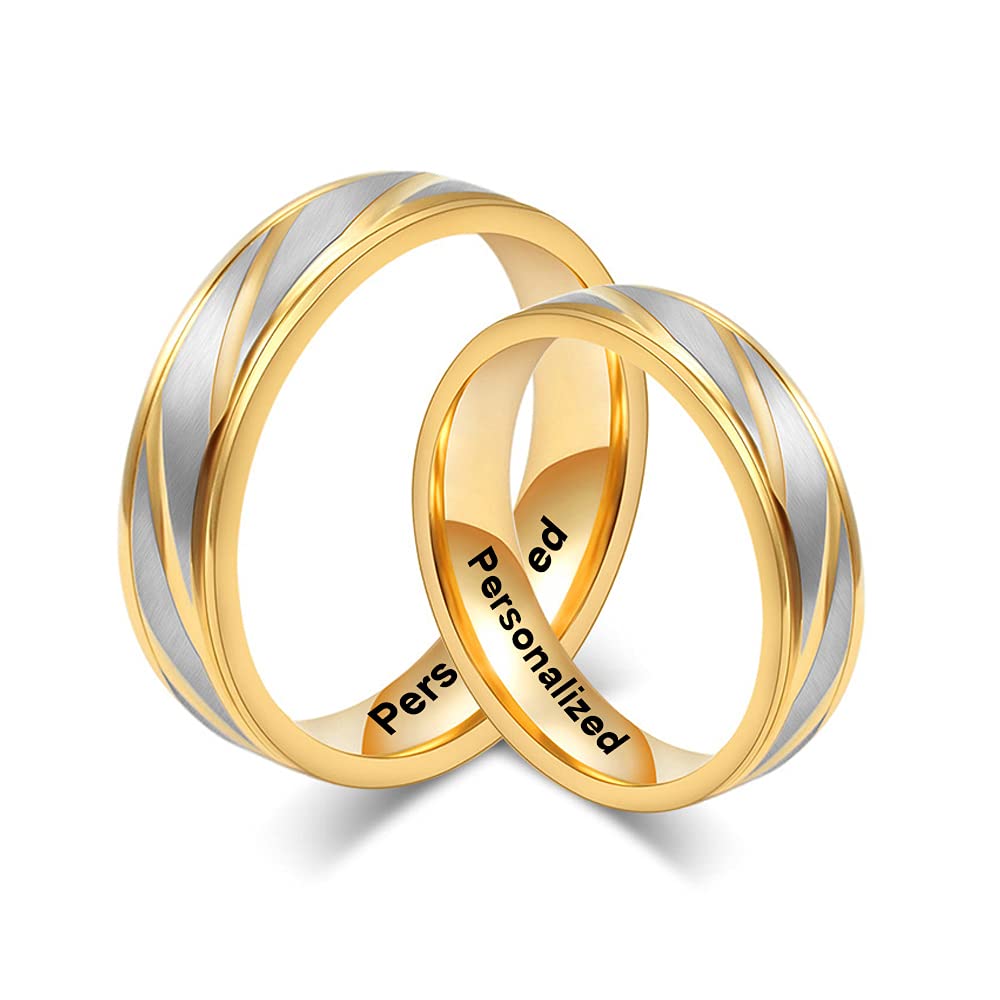 Custom Couple Rings Set - Engraved Titanium Steel Promise Rings for Him & Her - Perfect for Anniversaries & Proposals
